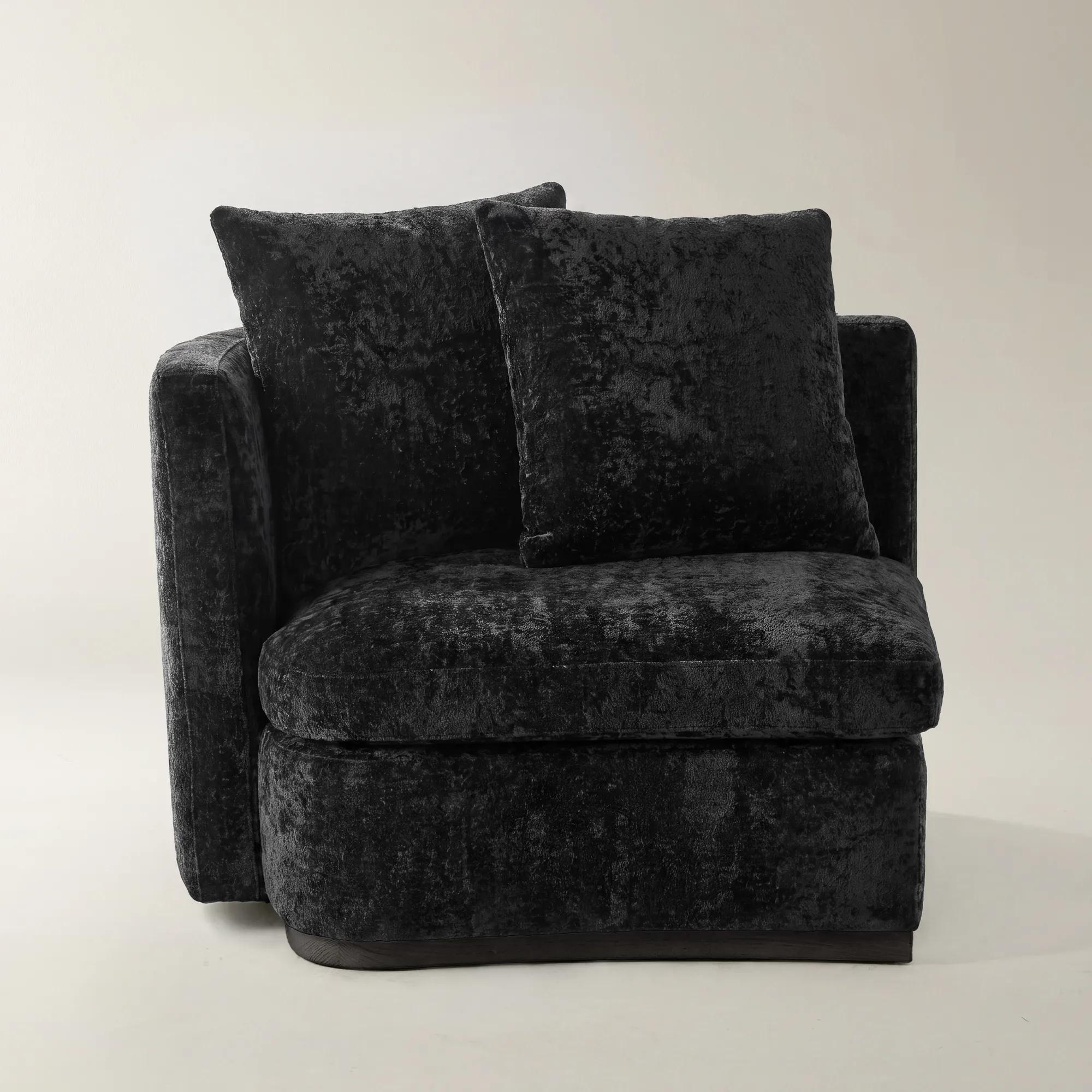 Stria Charcoal Chenille Left-Arm Chair | Z Gallerie