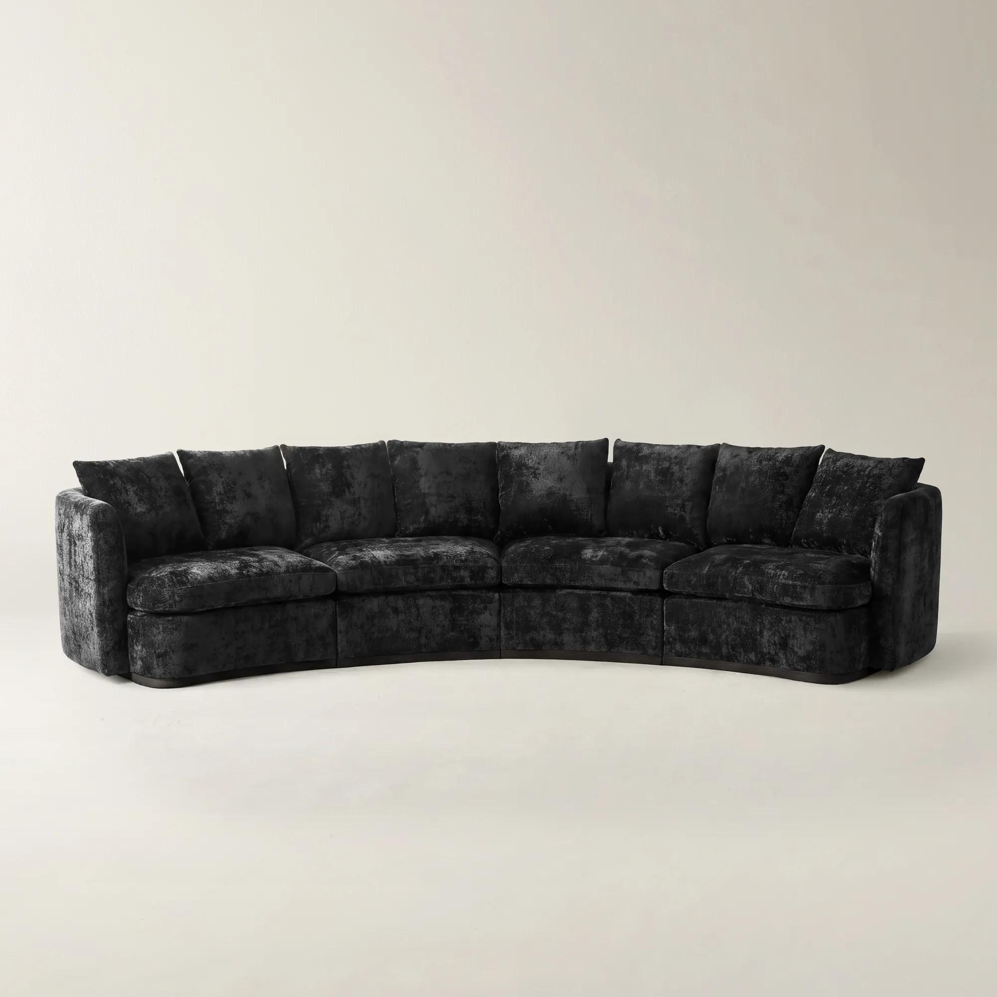 Stria 4-Piece Charcoal Chenille Sectional Sofa | Z Gallerie