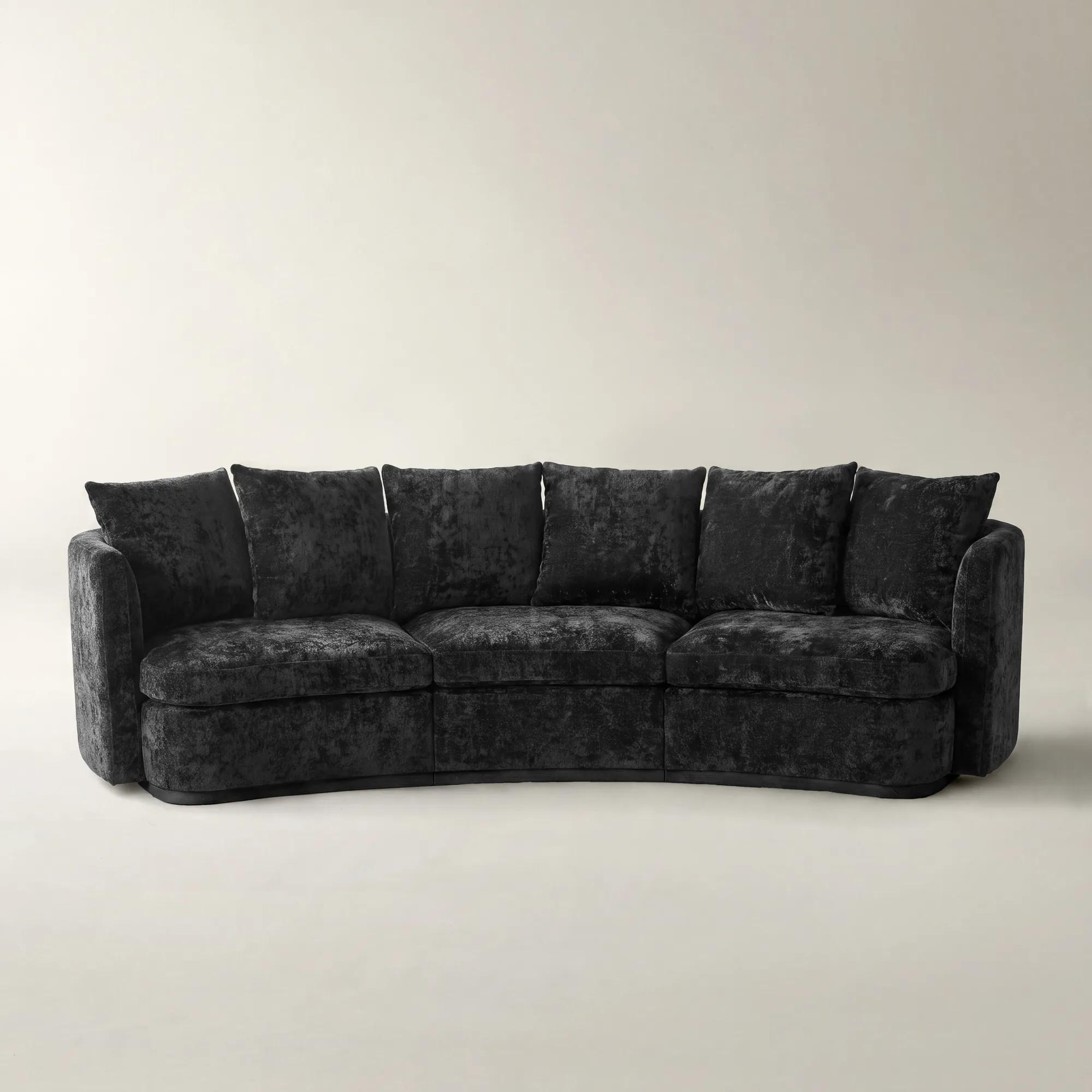 Stria 3-Piece Charcoal Chenille Sectional Sofa | Z Gallerie