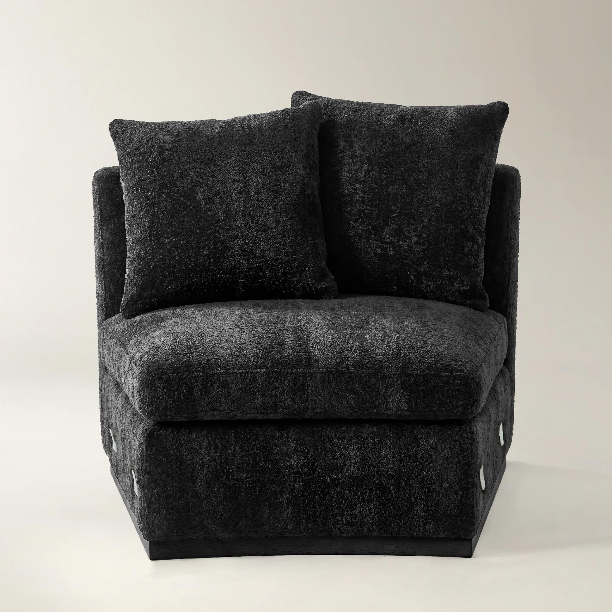 Stria Charcoal Chenille Armless Chair | Z Gallerie