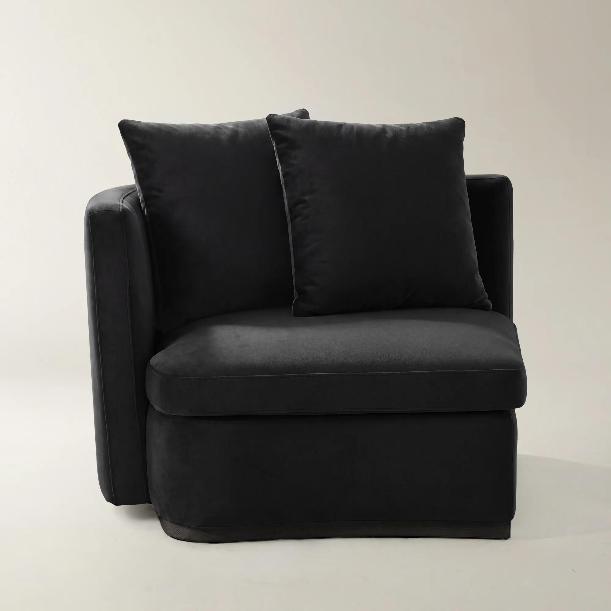 Stria Charcoal Velvet Left-Arm Chair | Z Gallerie