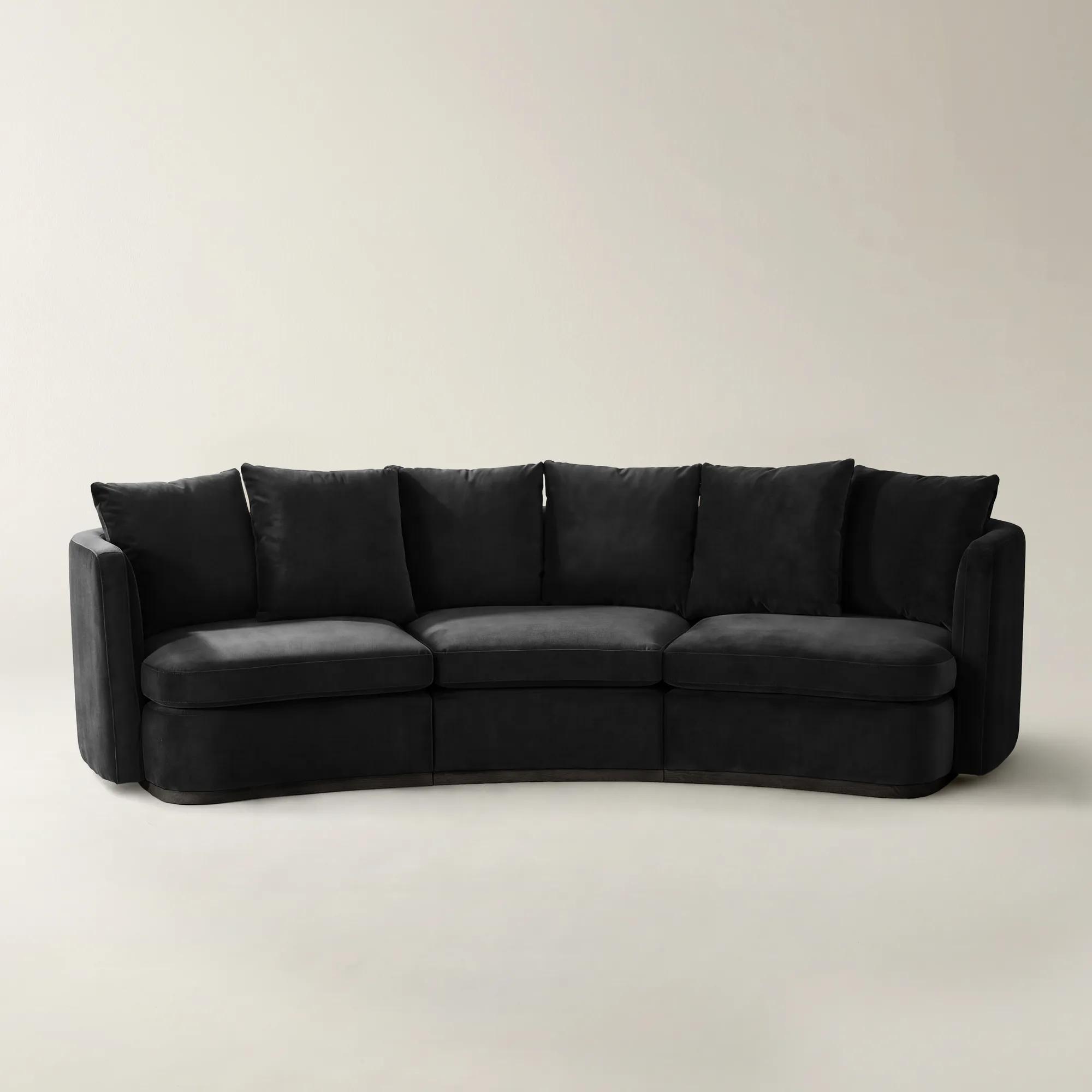 Stria 3-Piece Charcoal Velvet Sectional Sofa | Z Gallerie