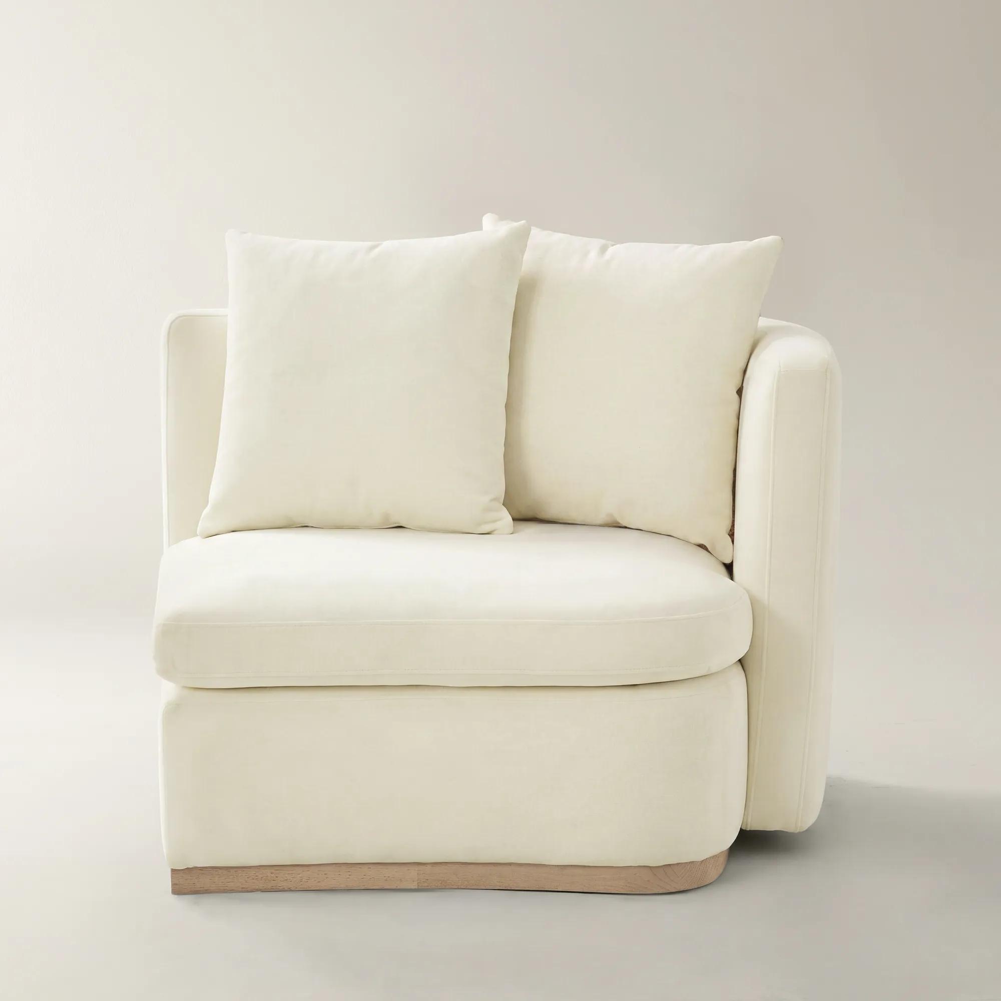 Stria Cloud Velvet Right-Arm Chair