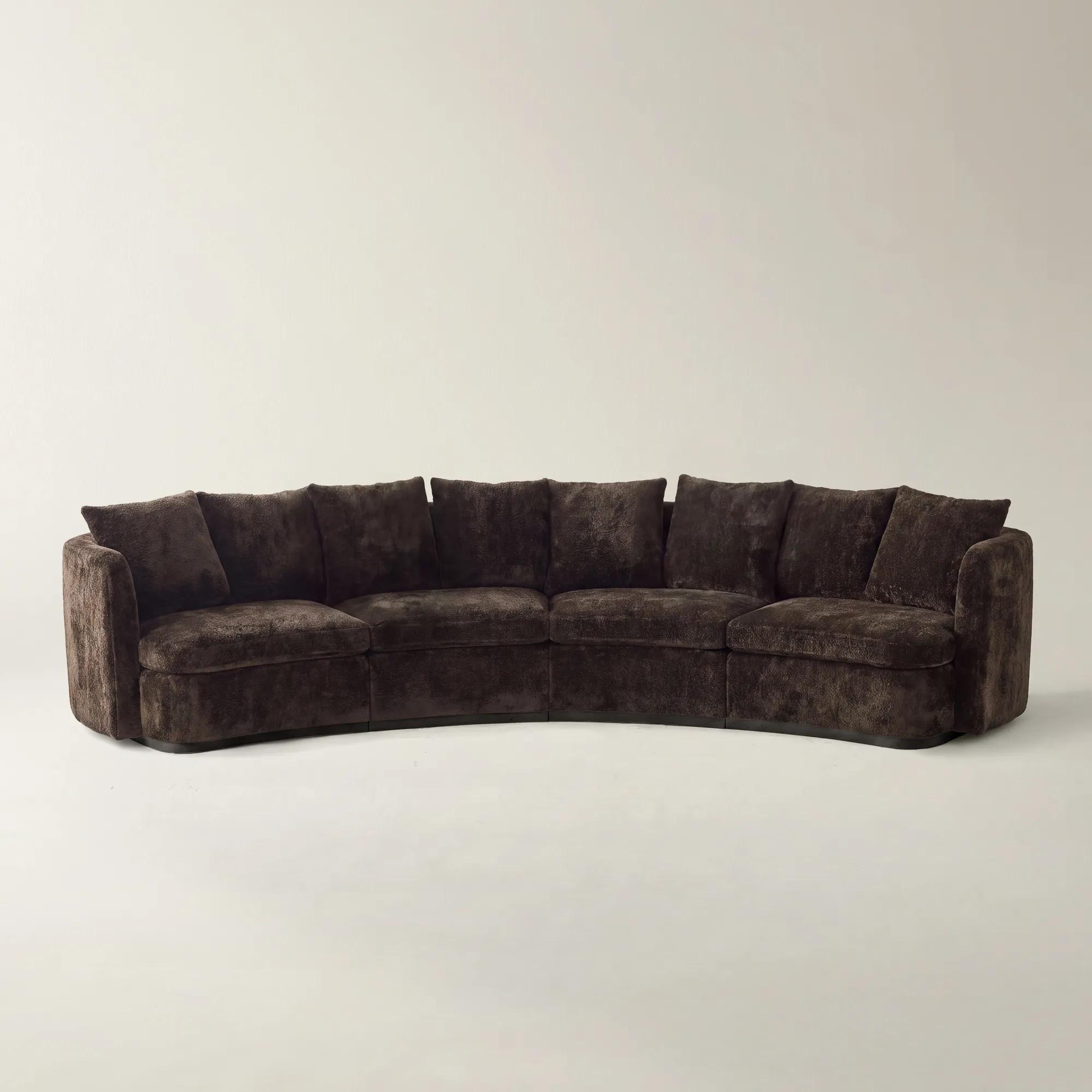Stria 4-Piece Dark Chocolate Chenille Sectional Sofa | Z Gallerie