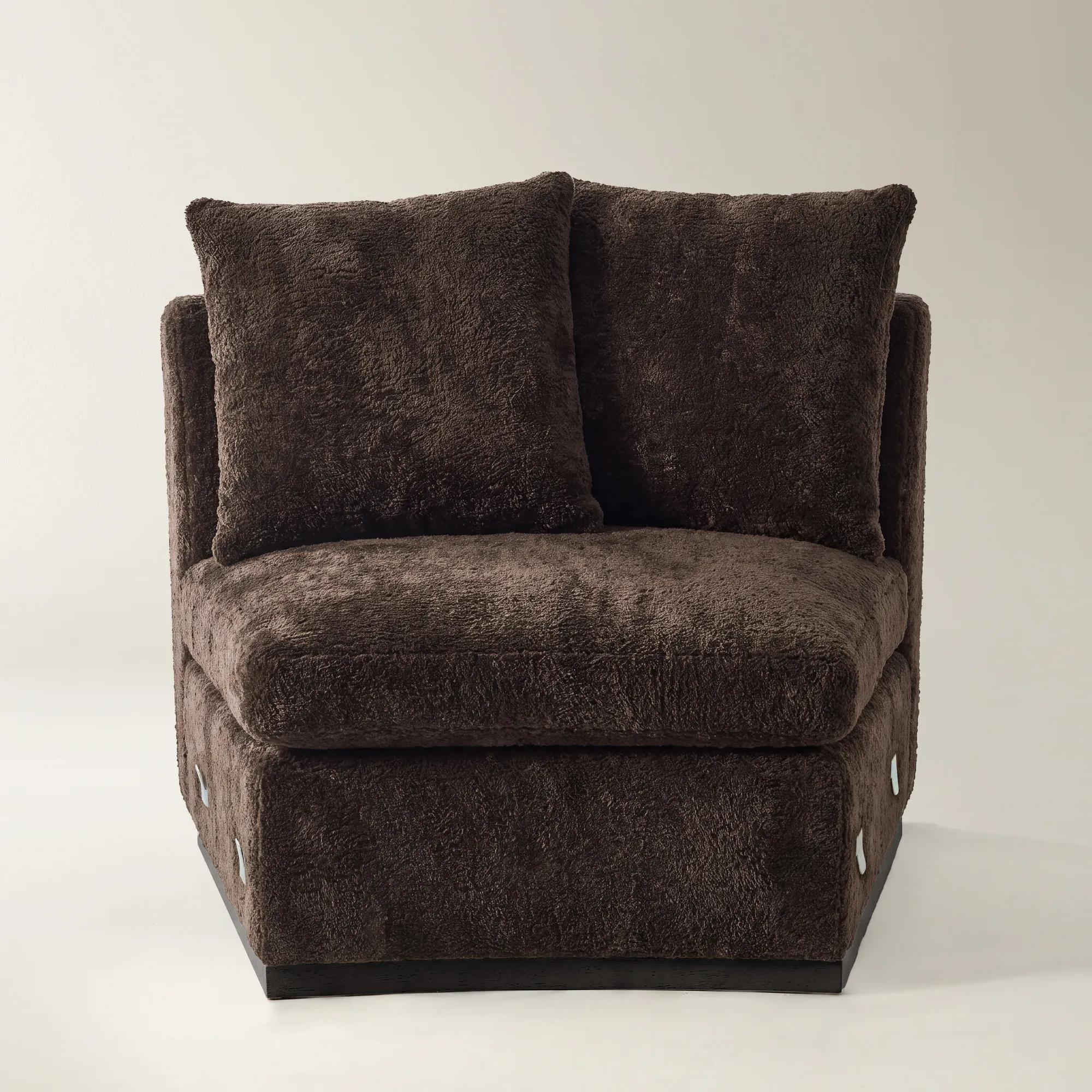 Stria Dark Chocolate Chenille Armless Chair | Z Gallerie