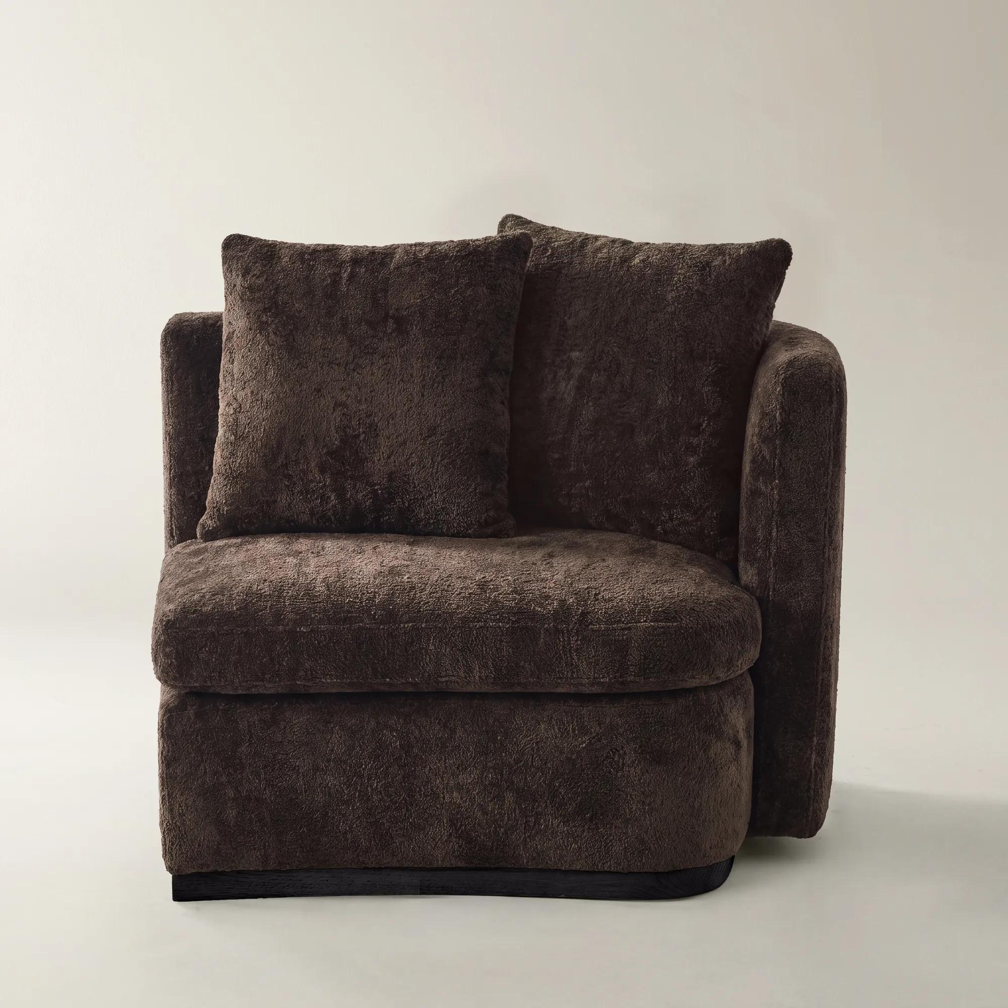 Stria Dark Chocolate Chenille Right-Arm Chair