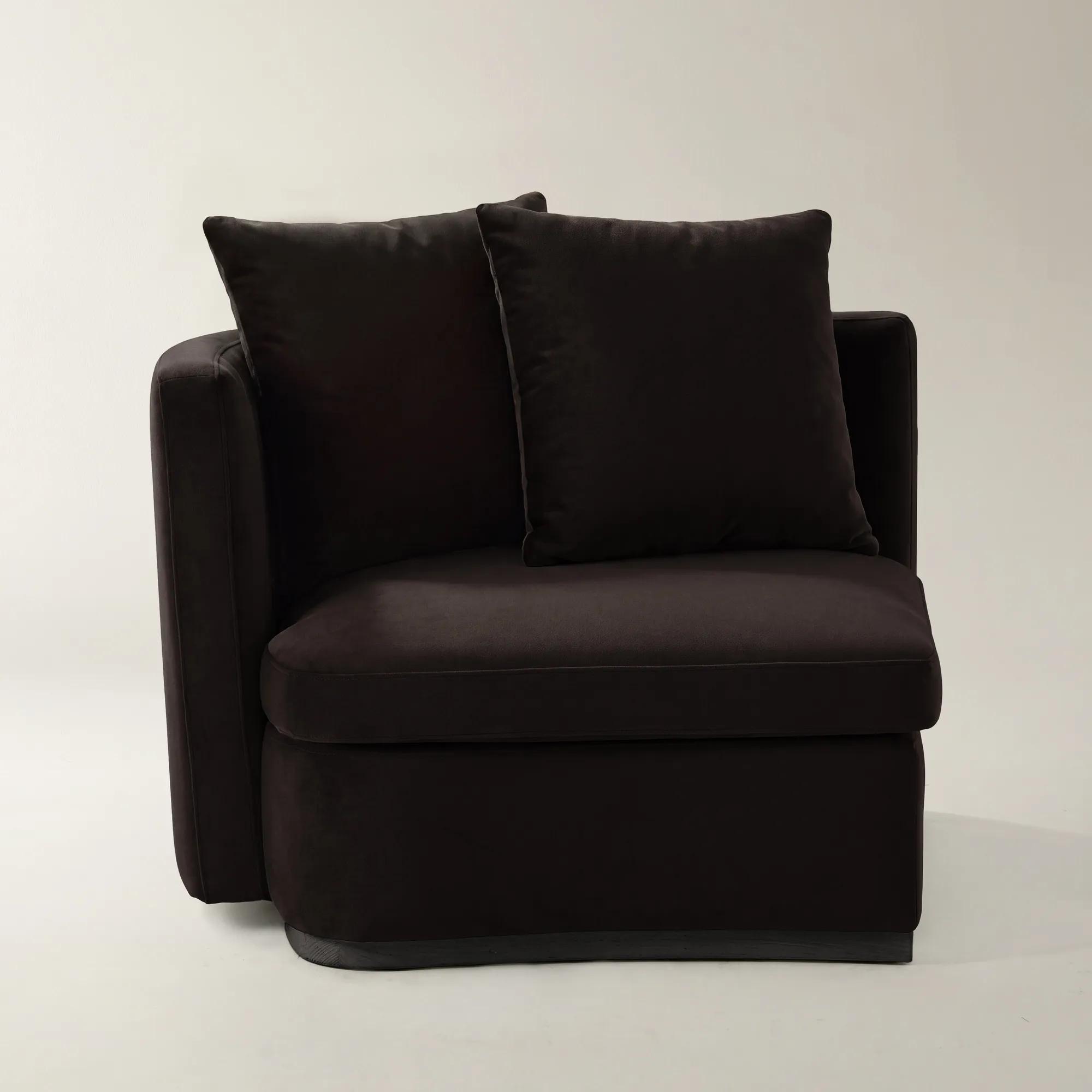 Stria Dark Chocolate Velvet Left-Arm Chair
