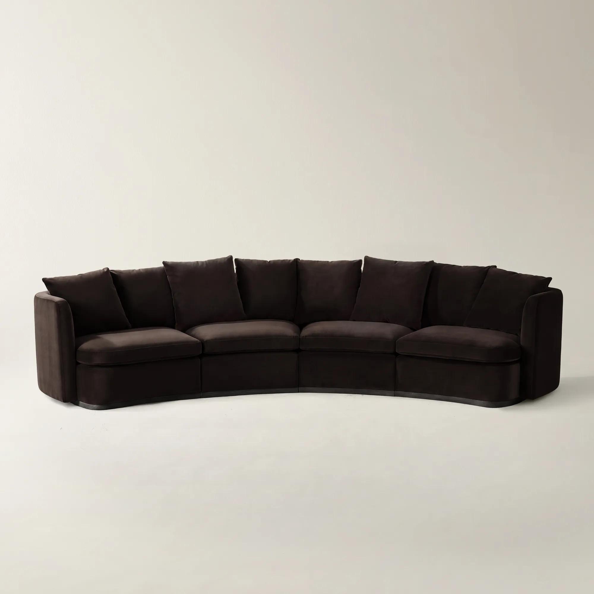 Stria 4-Piece Dark Chocolate Velvet Sectional Sofa | Z Gallerie