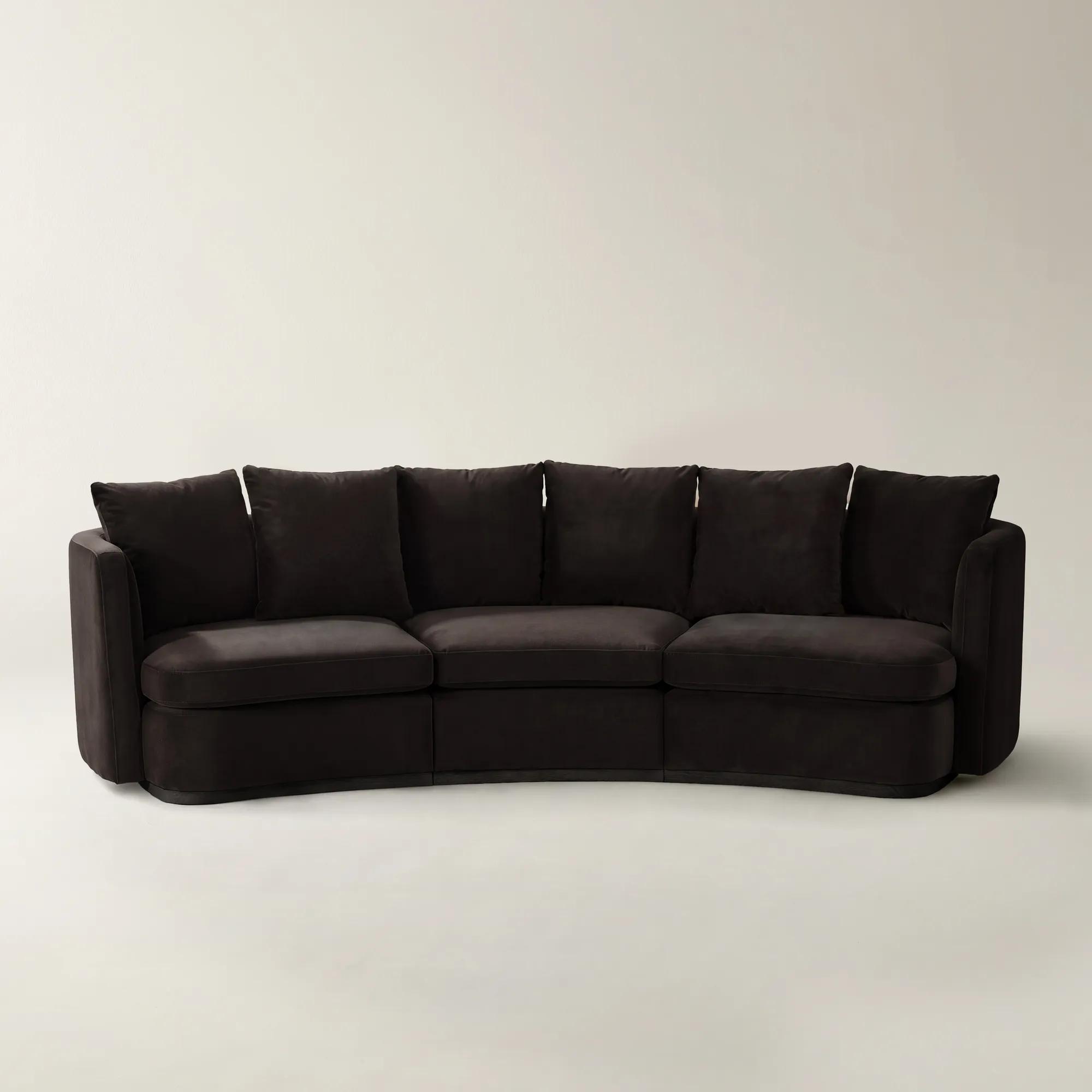 Stria 3-Piece Dark Chocolate Velvet Sectional Sofa | Z Gallerie
