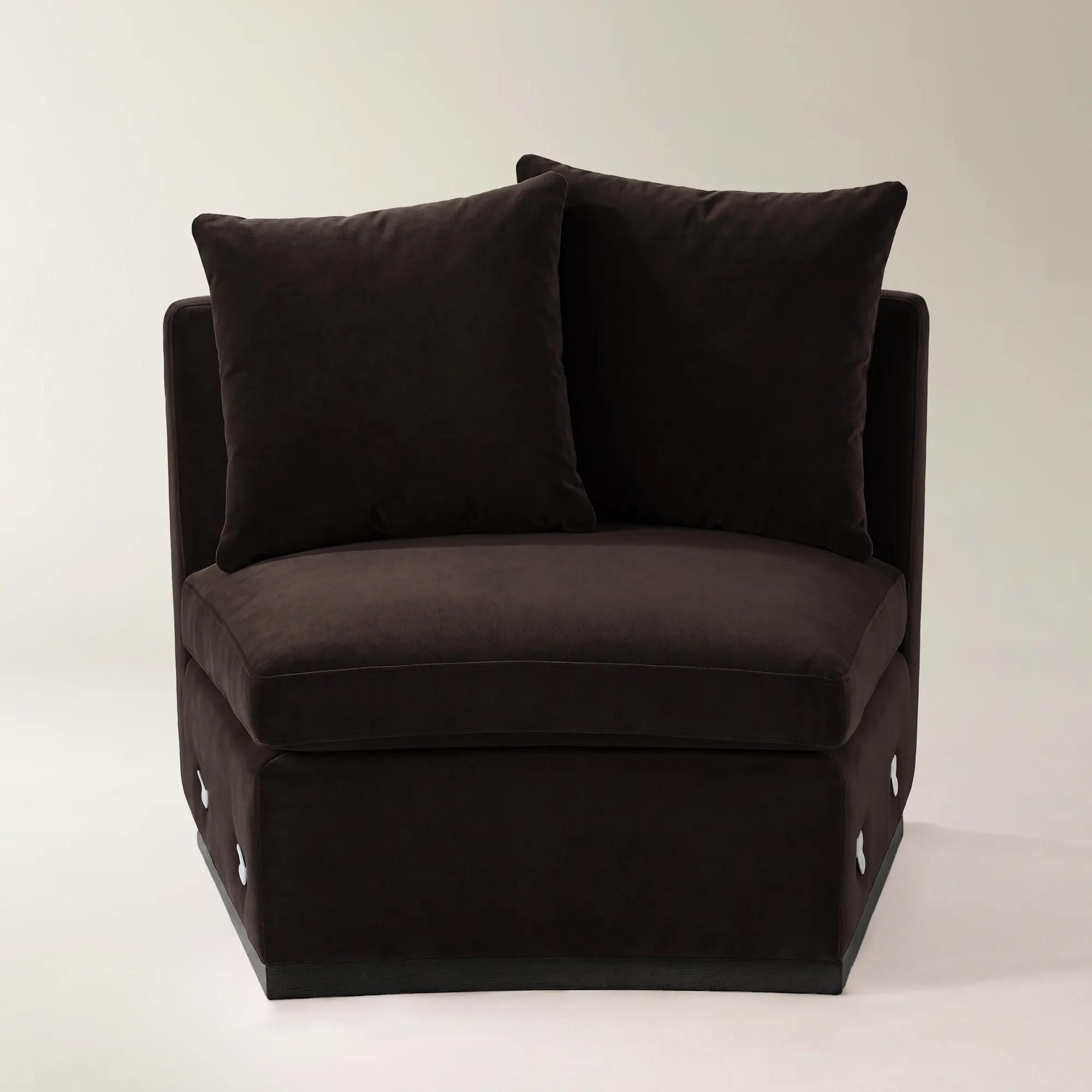 Stria Dark Chocolate Velvet Armless Chair