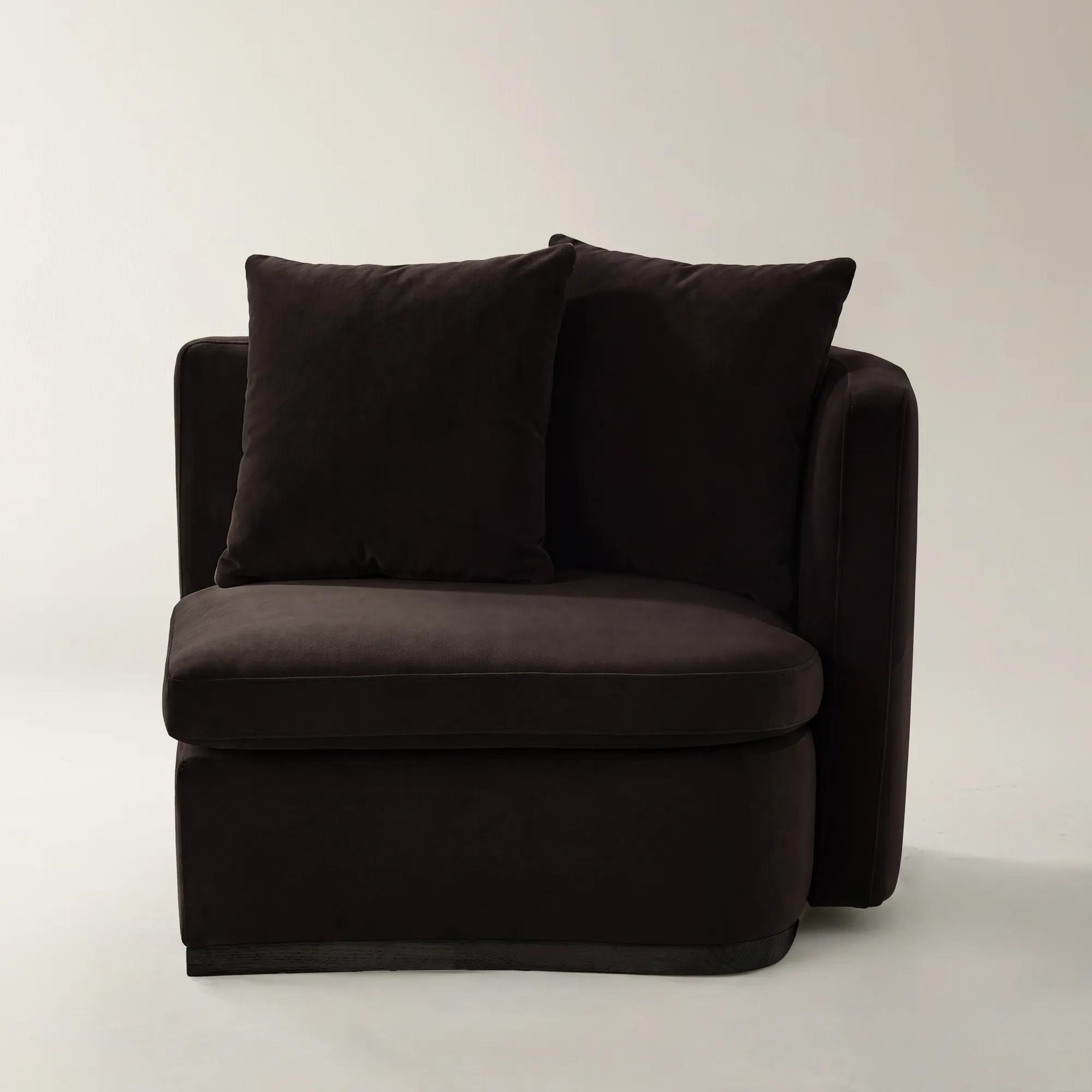 Stria Dark Chocolate Velvet Right-Arm Chair