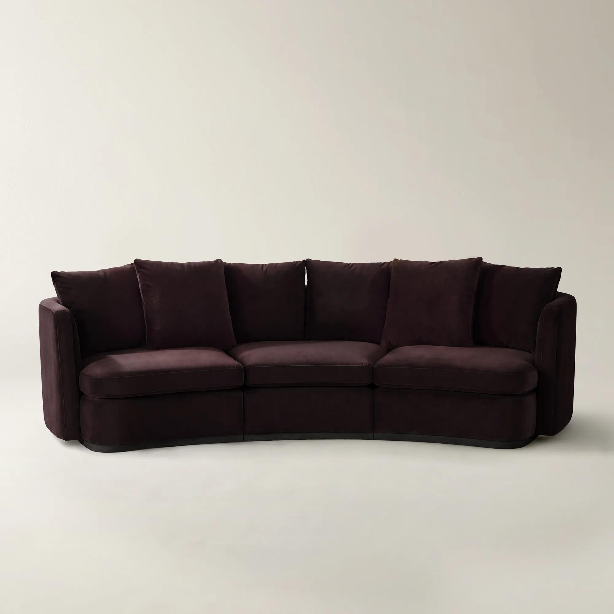 Stria 3-Piece Fig Velvet Sectional Sofa | Z Gallerie