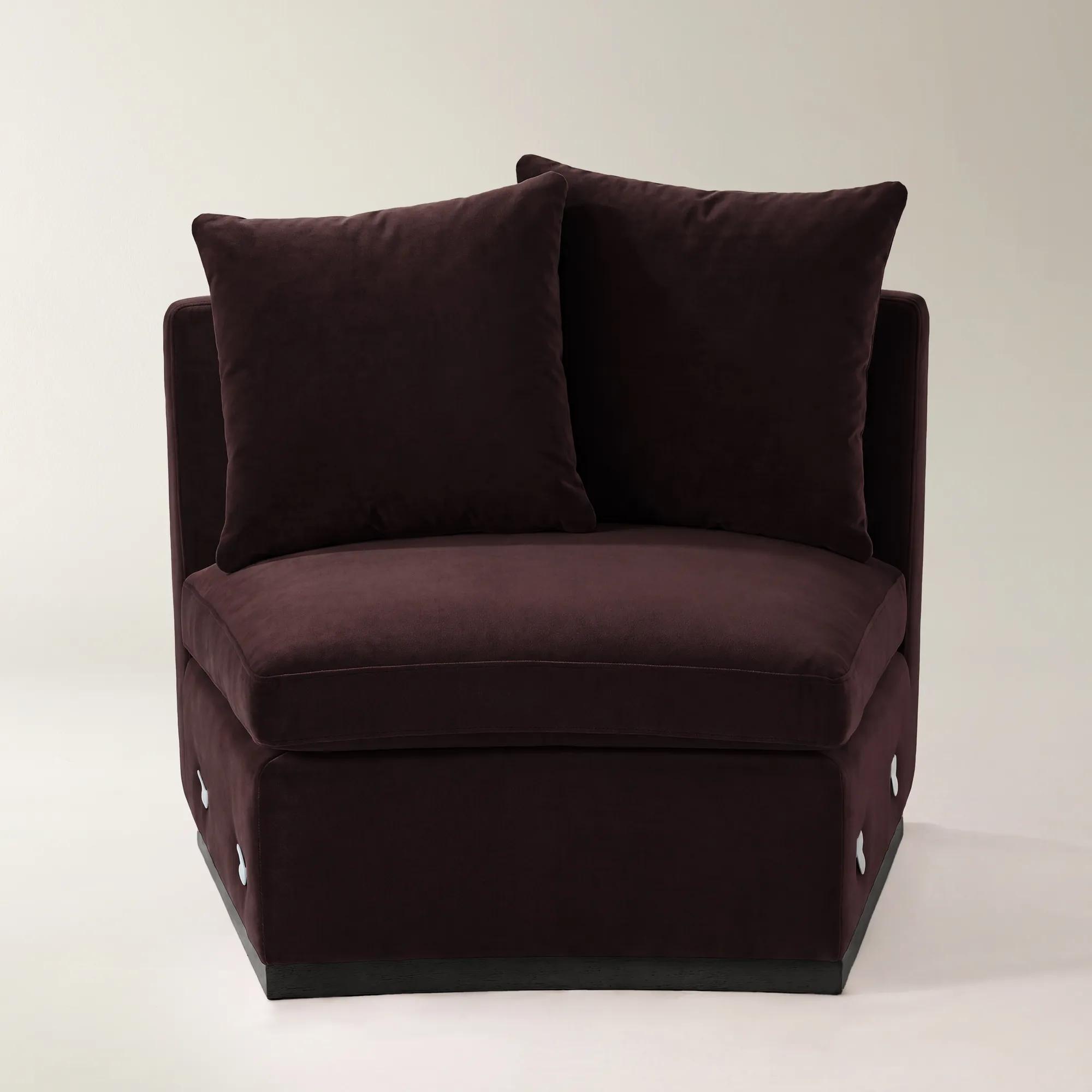 Stria Fig Velvet Armless Chair