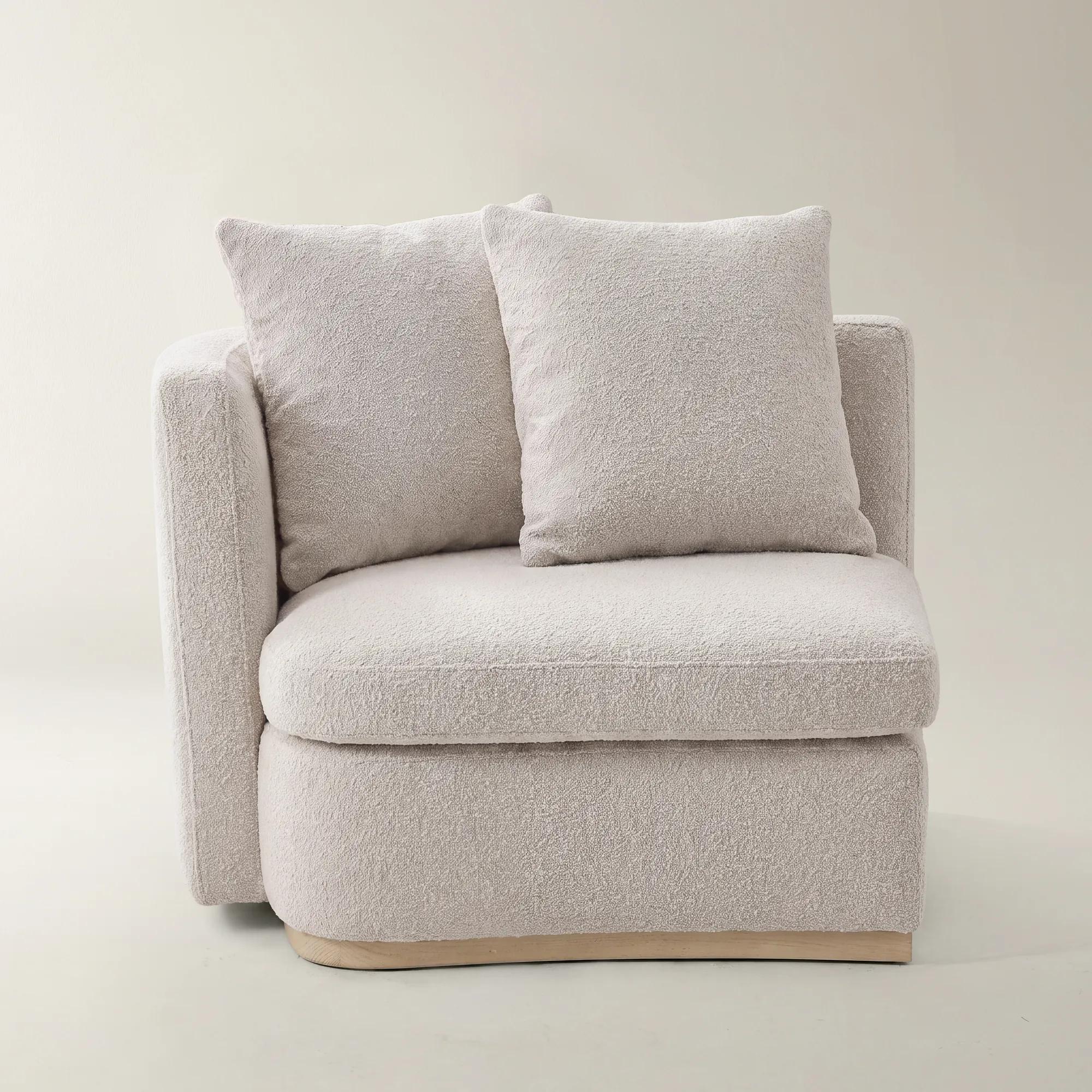 Stria Ivory Performance Boucle Left-Arm Chair | Z Gallerie