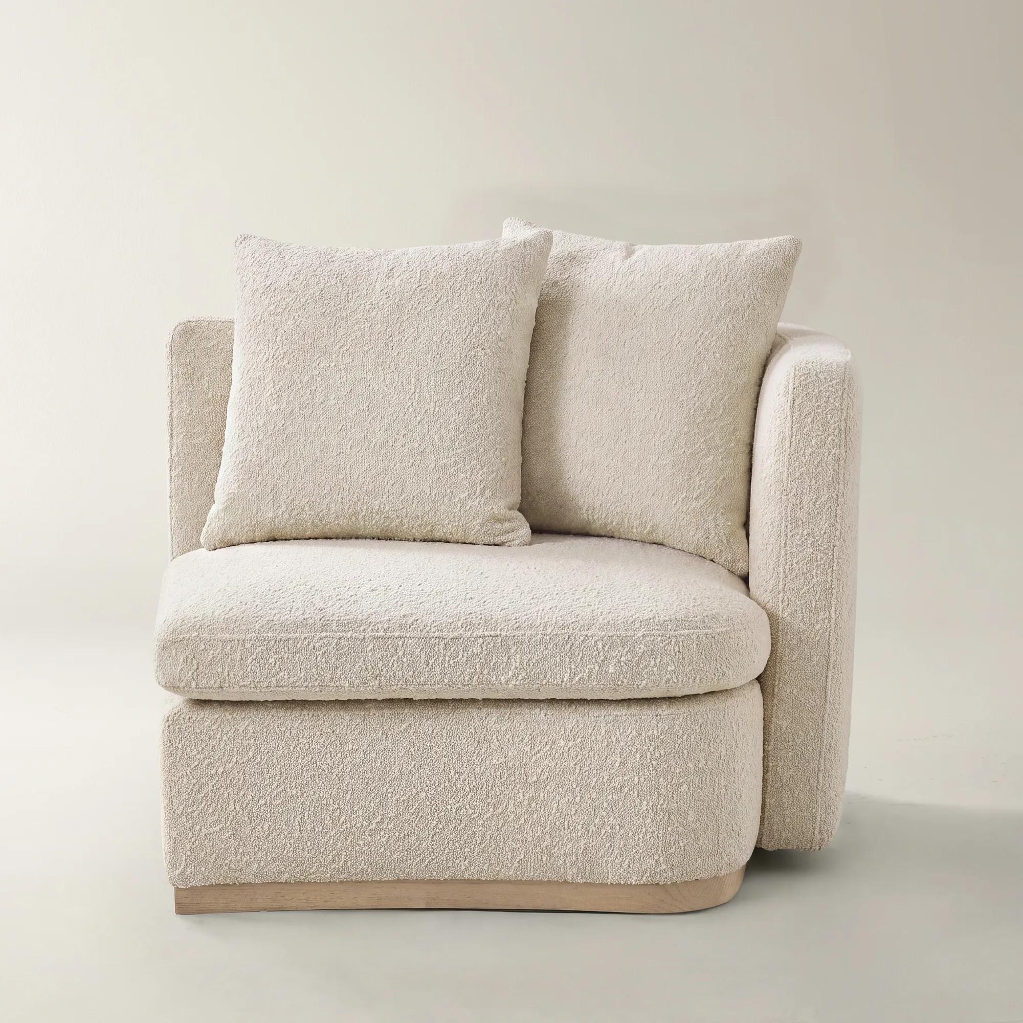 Stria Ivory Performance Boucle Right-Arm Chair | Z Gallerie