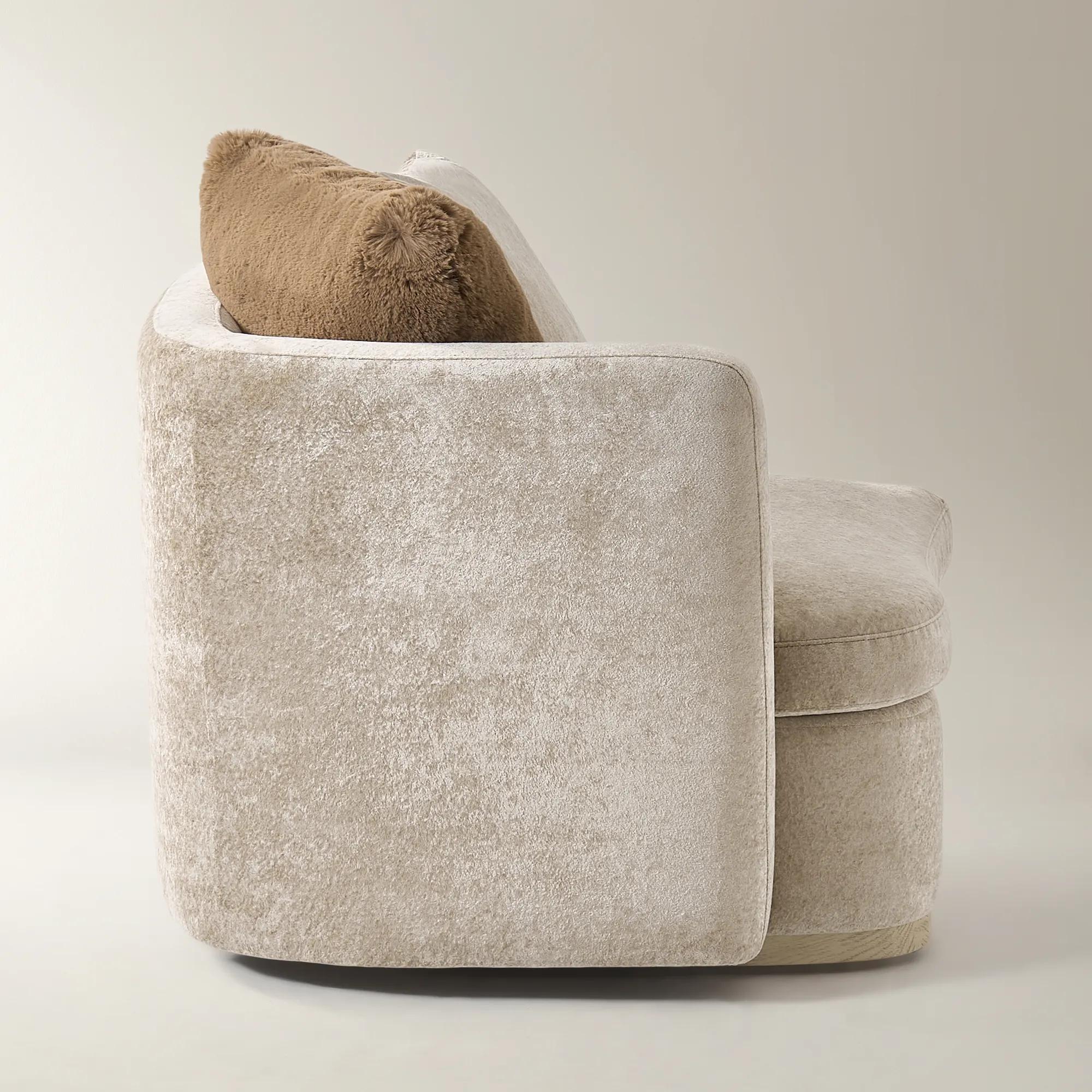 Stria Light Brown Chenille Left-Arm Chair
