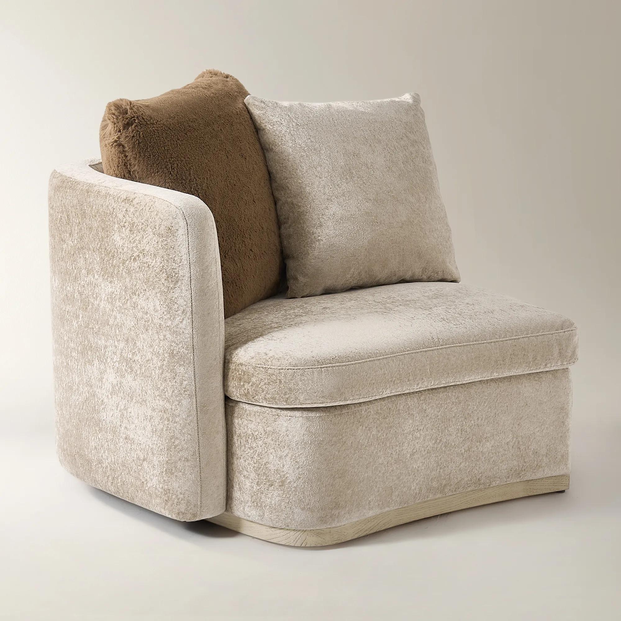 Stria Light Brown Chenille Left-Arm Chair