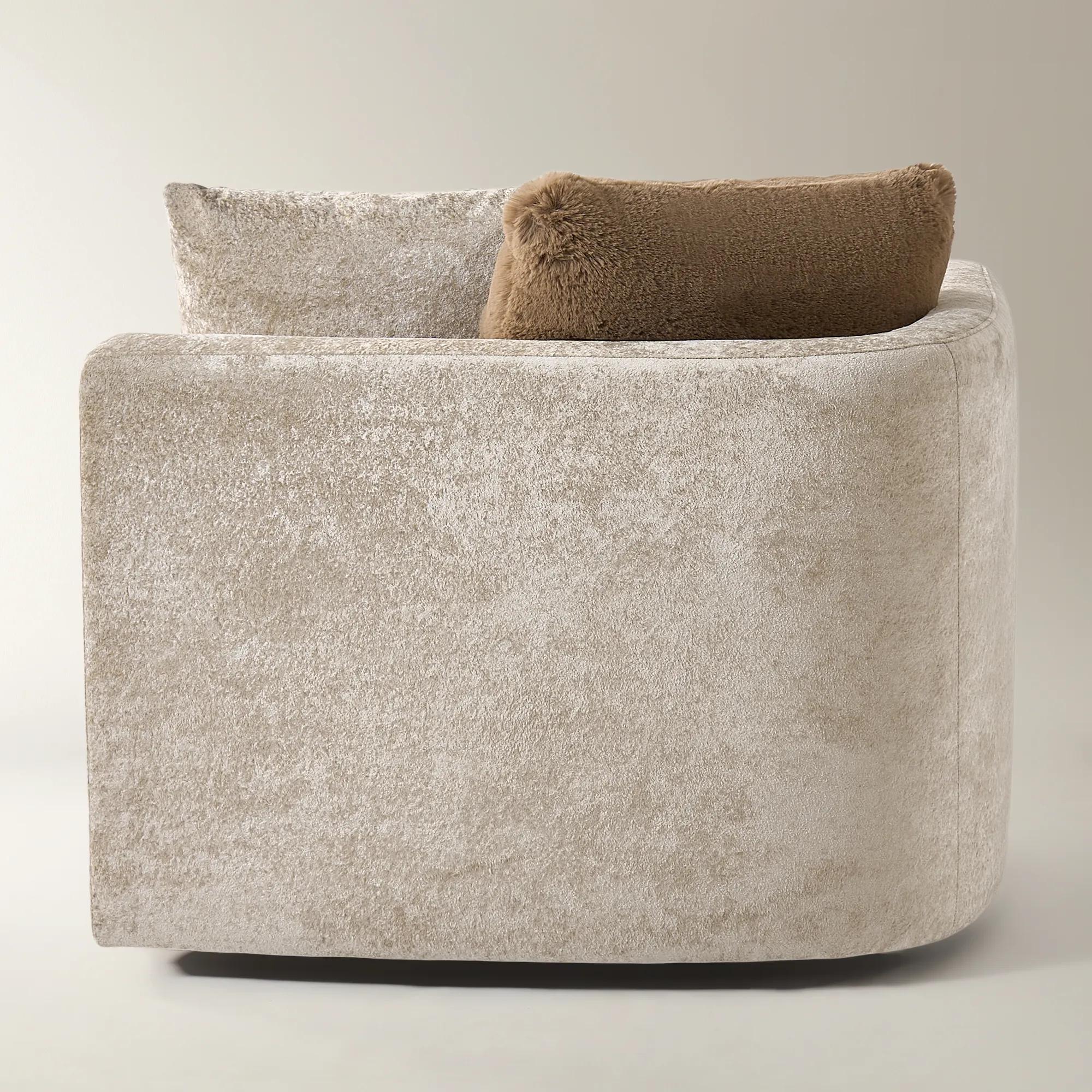 Stria Light Brown Chenille Left-Arm Chair