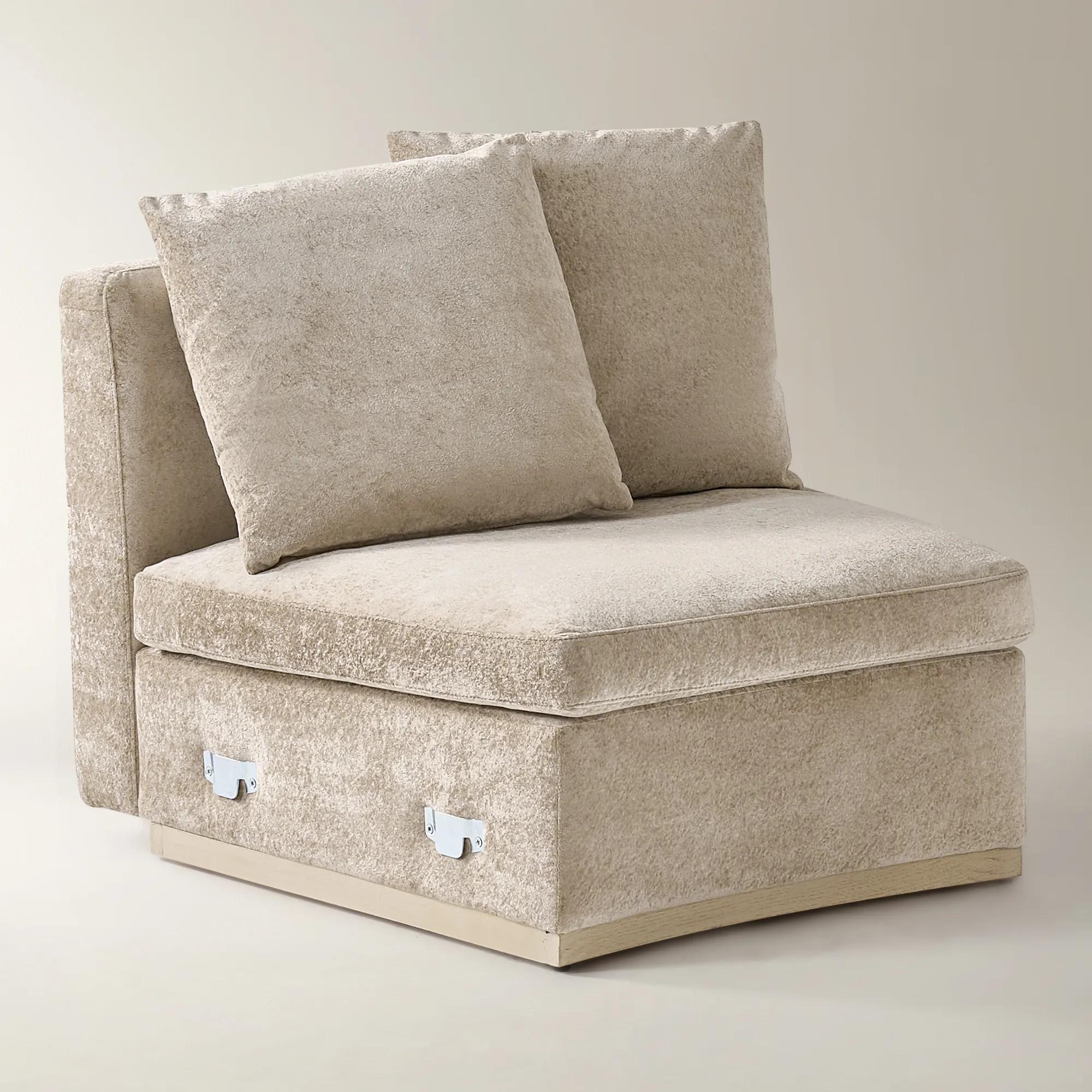 Stria Light Brown Chenille Armless Chair