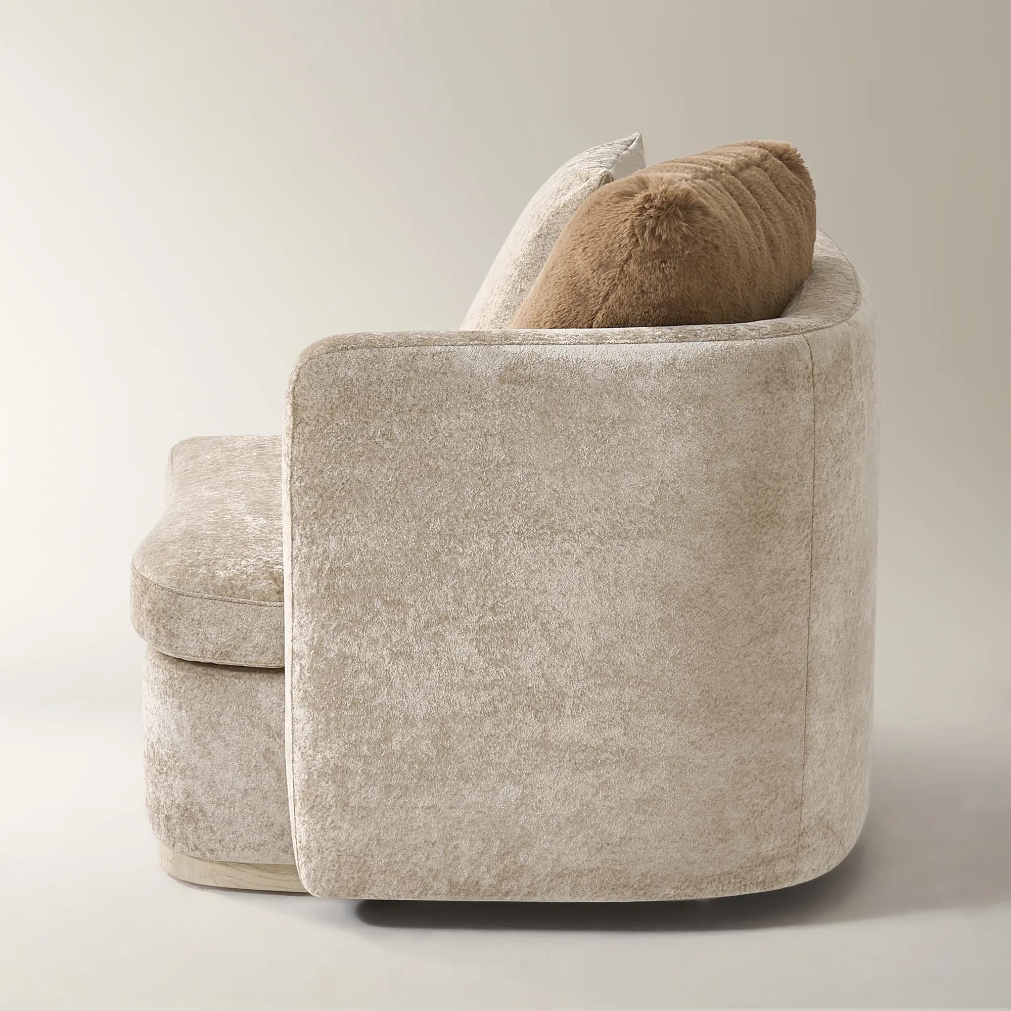 Stria Light Brown Chenille Right-Arm Chair