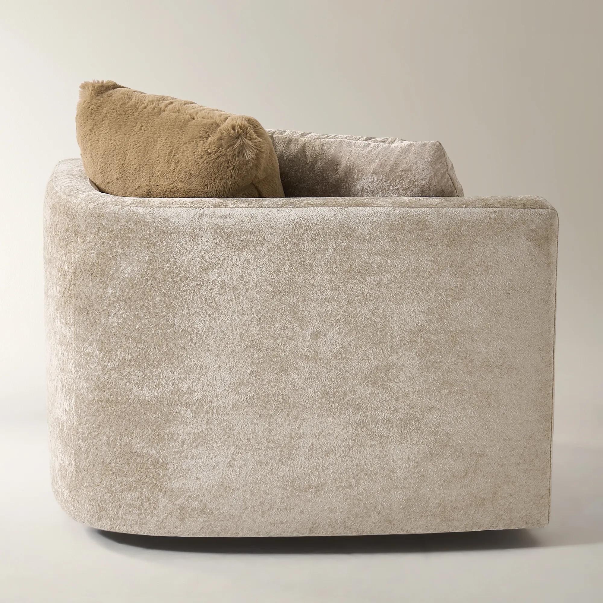 Stria Light Brown Chenille Right-Arm Chair