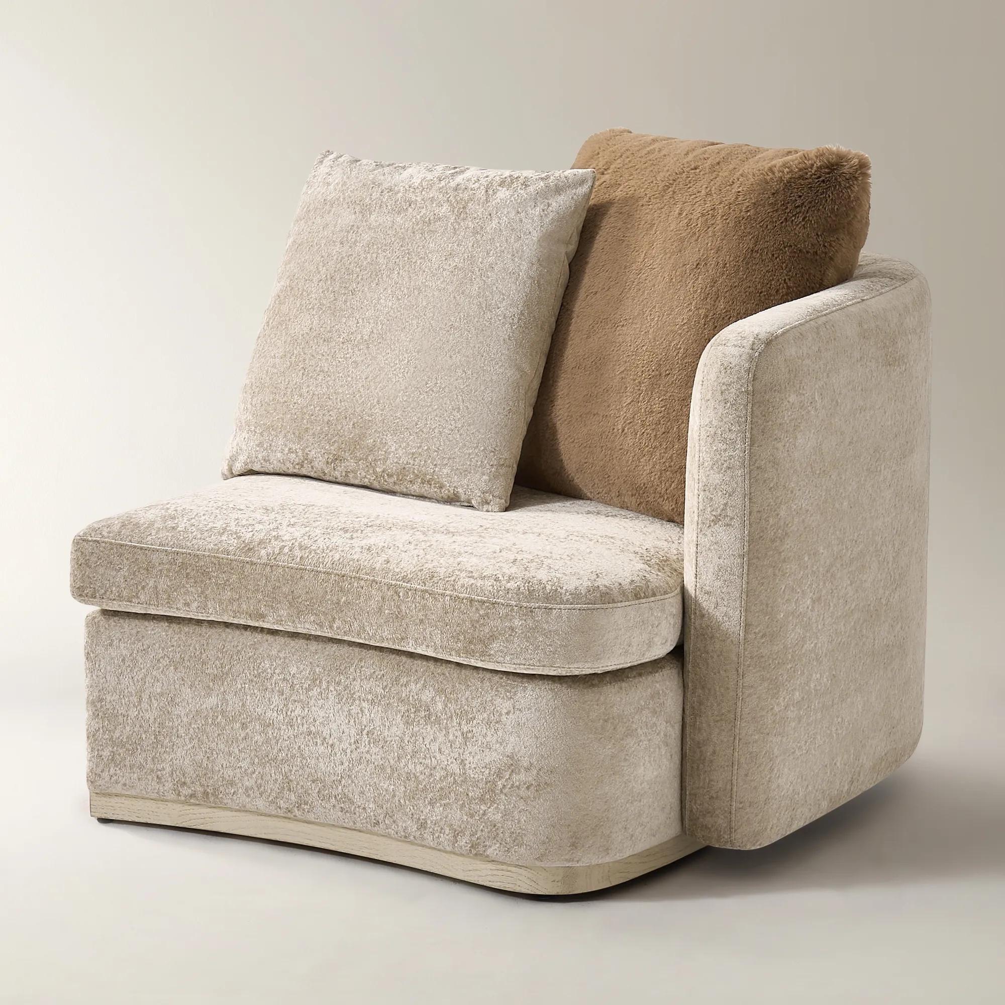Stria Light Brown Chenille Right-Arm Chair