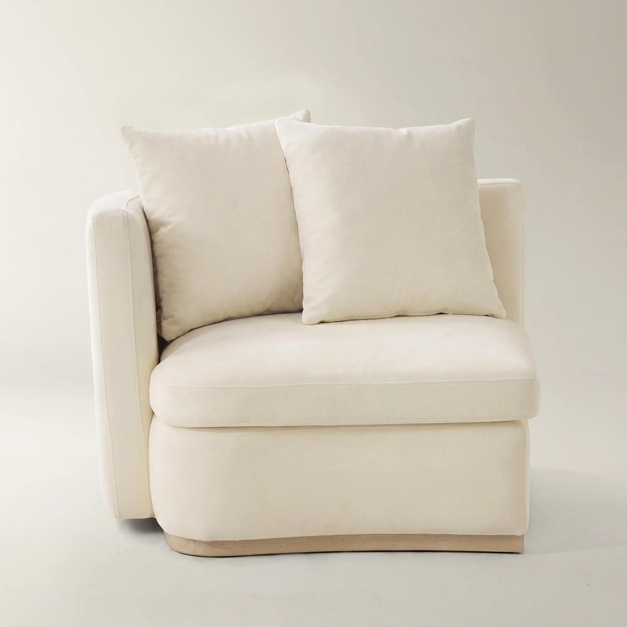 Stria Oatmeal Velvet Left-Arm Chair | Z Gallerie