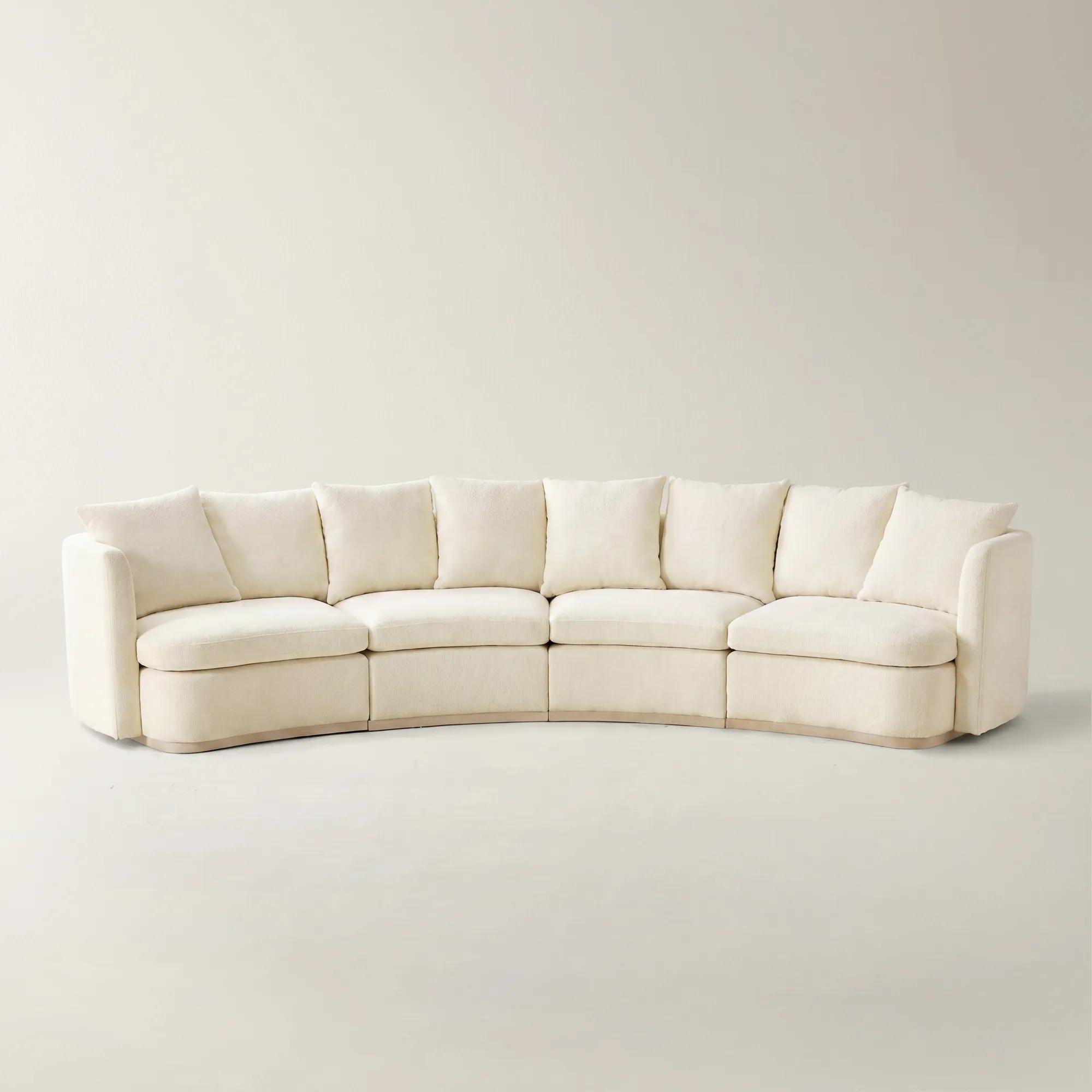 Stria 4-Piece Oatmeal Velvet Sectional Sofa | Z Gallerie