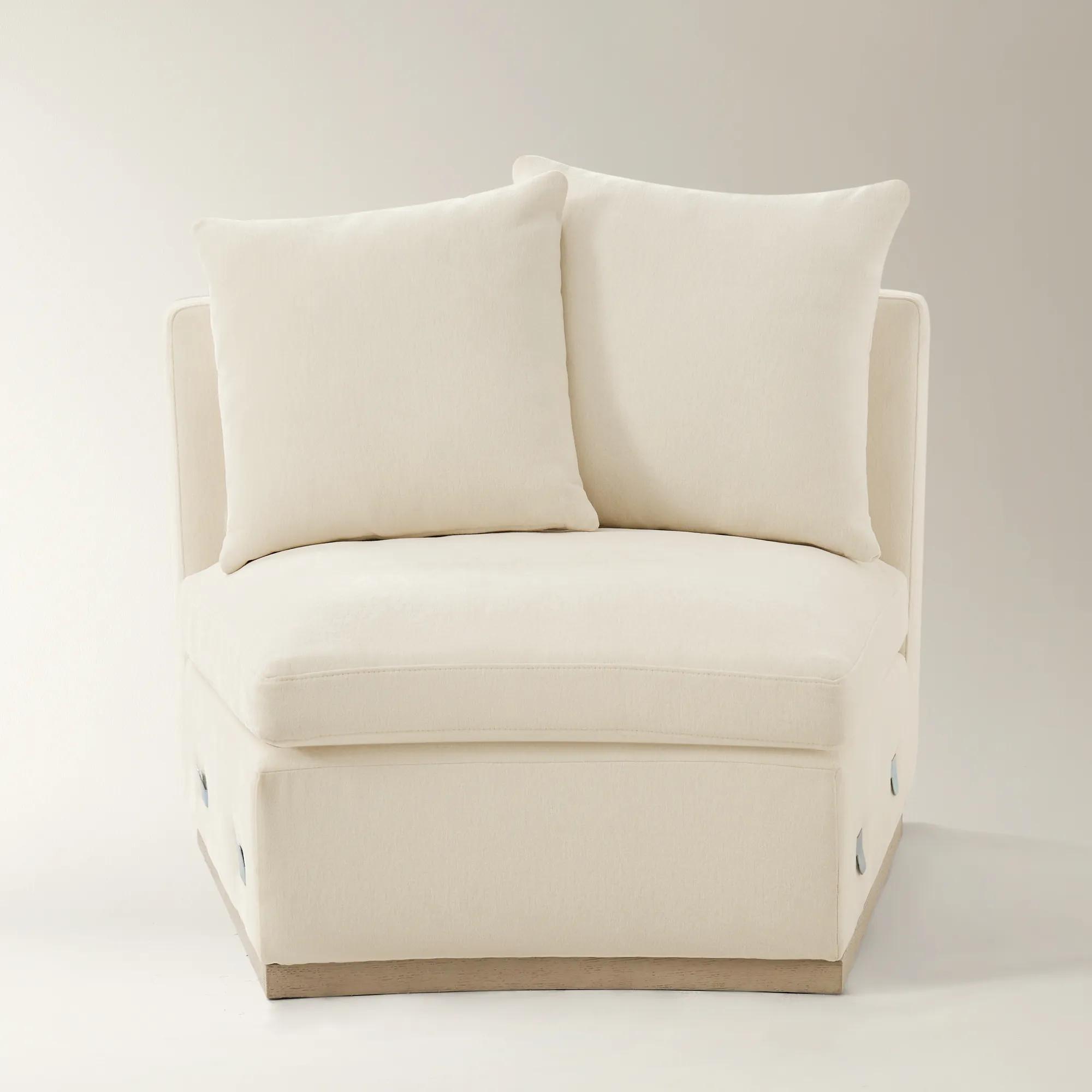 Stria Oatmeal Velvet Armless Chair | Z Gallerie