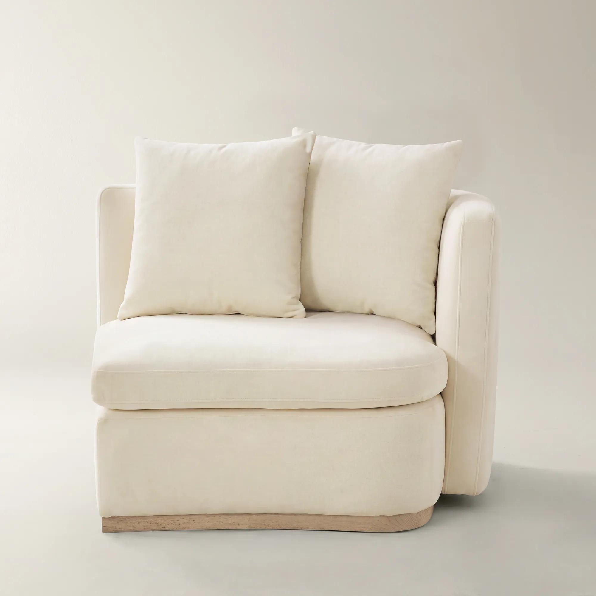 Stria Oatmeal Velvet Right-Arm Chair | Z Gallerie