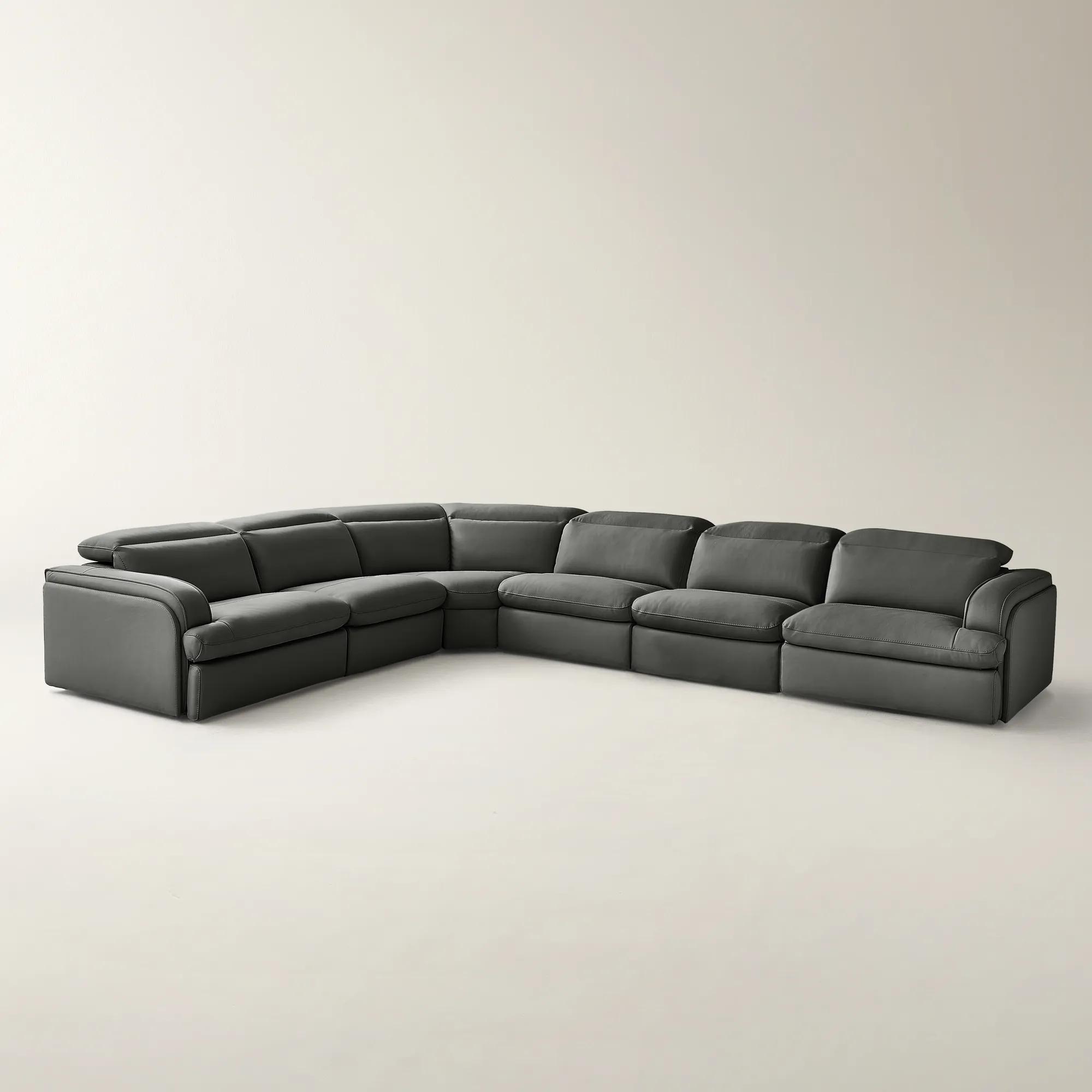 Terra 6-Piece Charcoal Leather Sectional | Z Gallerie