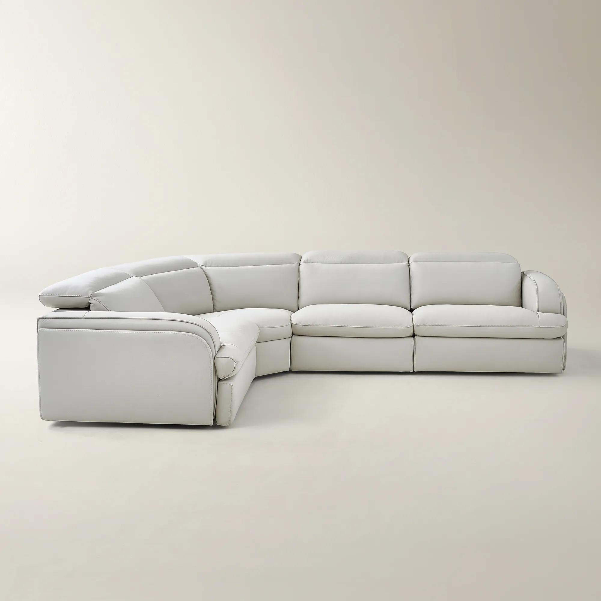 Terra 4-Piece Reclining Frost Leather Sectional With Left-Arm Chair