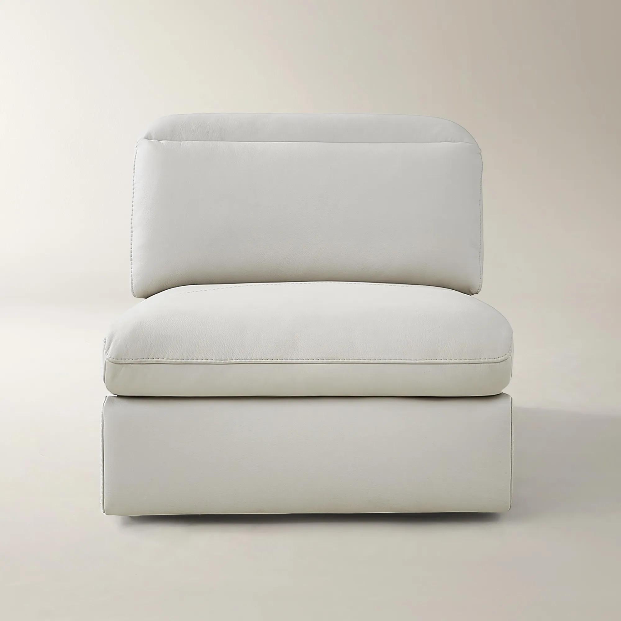 Terra Frost Leather Armless Chair With Power Headrest