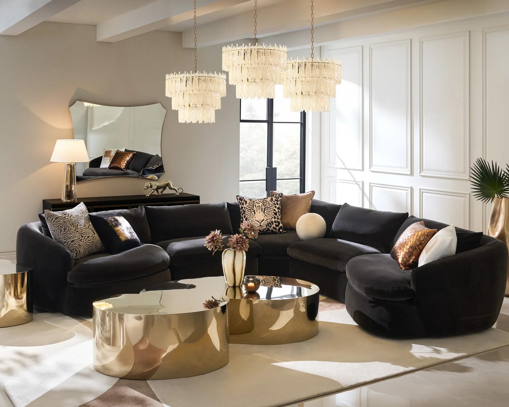 Amalia Metallic Checker Pillow 20" - Black/Gold