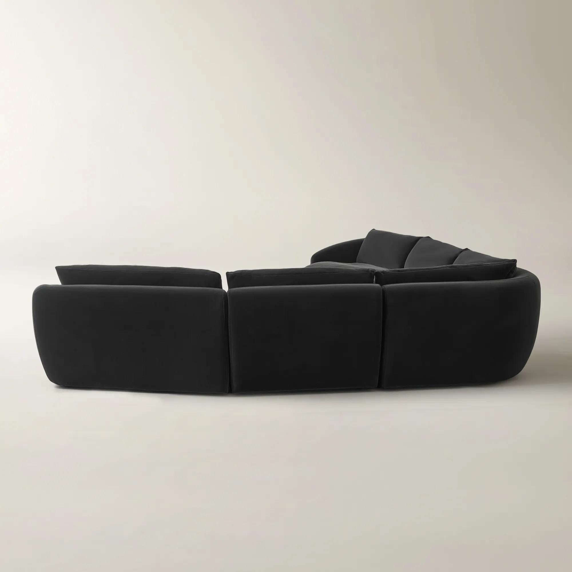 Sabrina 5-Piece Charcoal Velvet Sectional