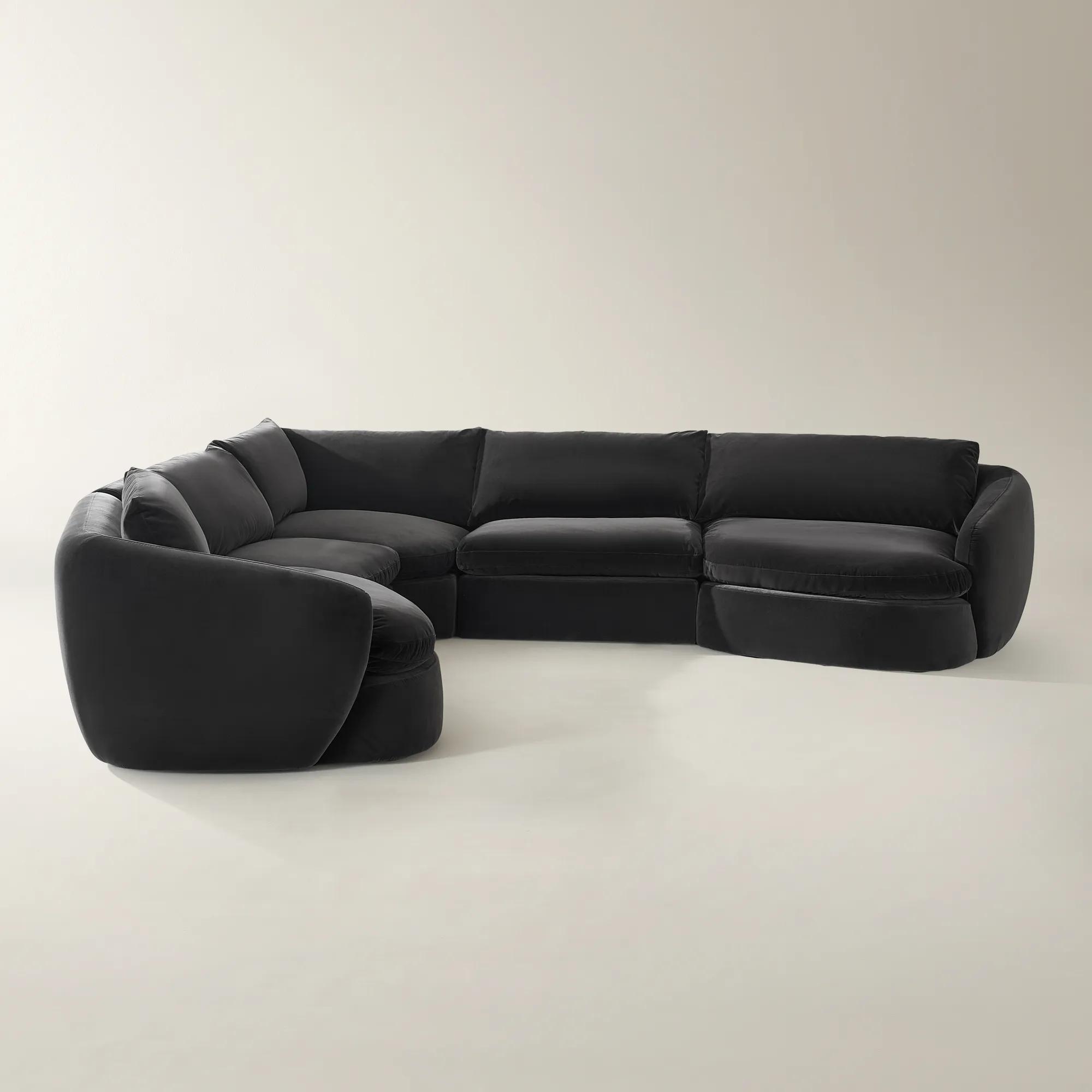Sabrina 5-Piece Charcoal Velvet Sectional