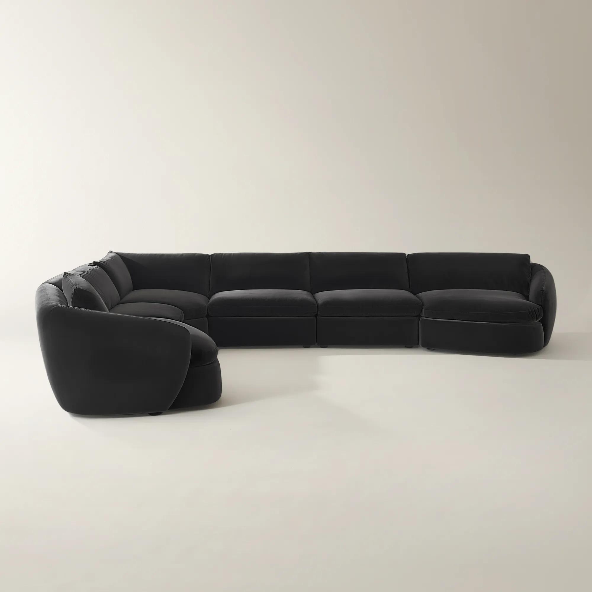 Sabrina 6-Piece Charcoal Velvet Sectional