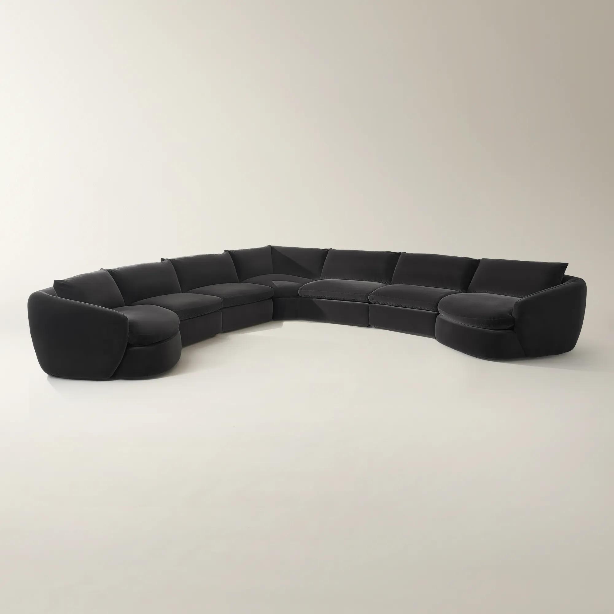 Sabrina L-Shaped Velvet  Sectional Sofa (148"-228") - Charcoal 