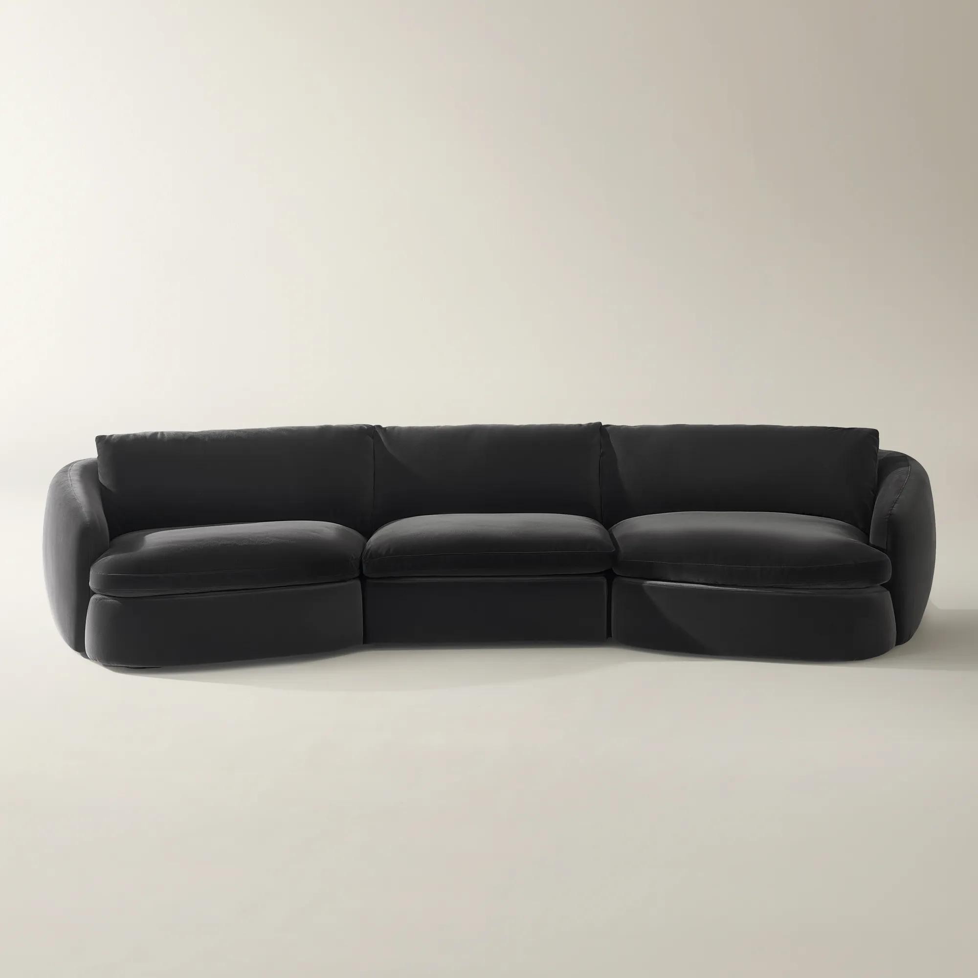 Sabrina Velvet  Sofa (158") - Charcoal