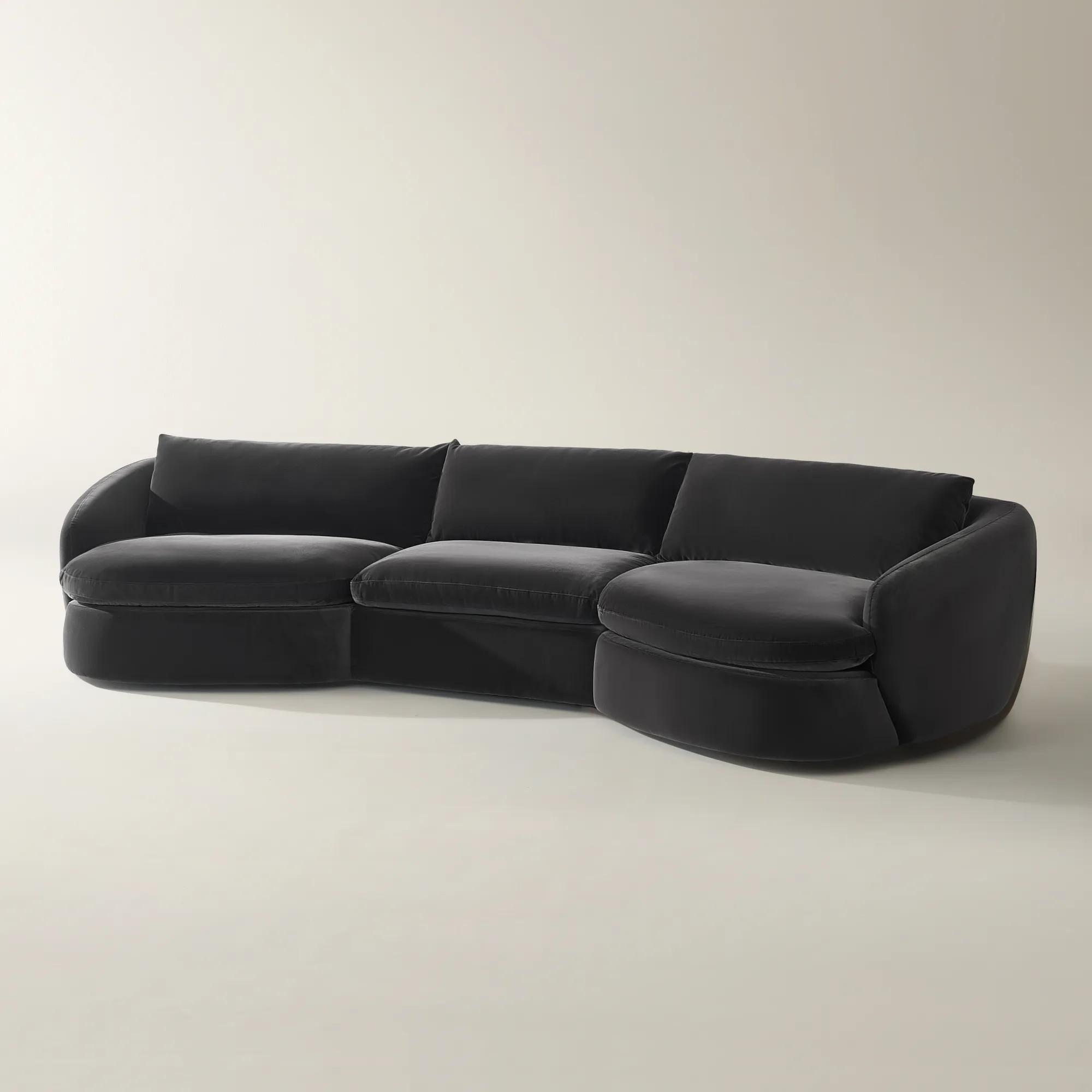 Sabrina Velvet  Sofa (158") - Charcoal
