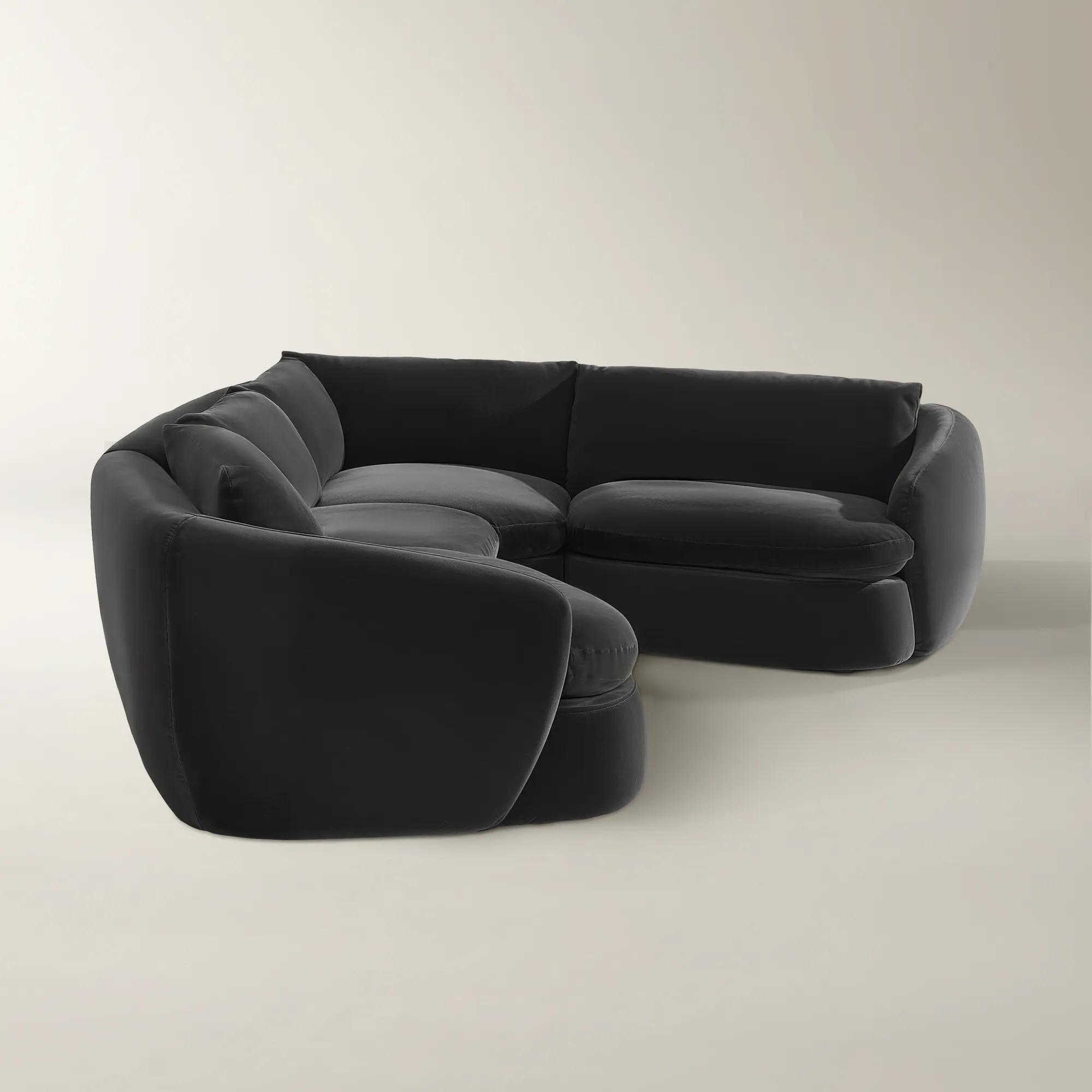 Sabrina L-Shaped Velvet  Sectional Sofa (148"-228") - Charcoal 