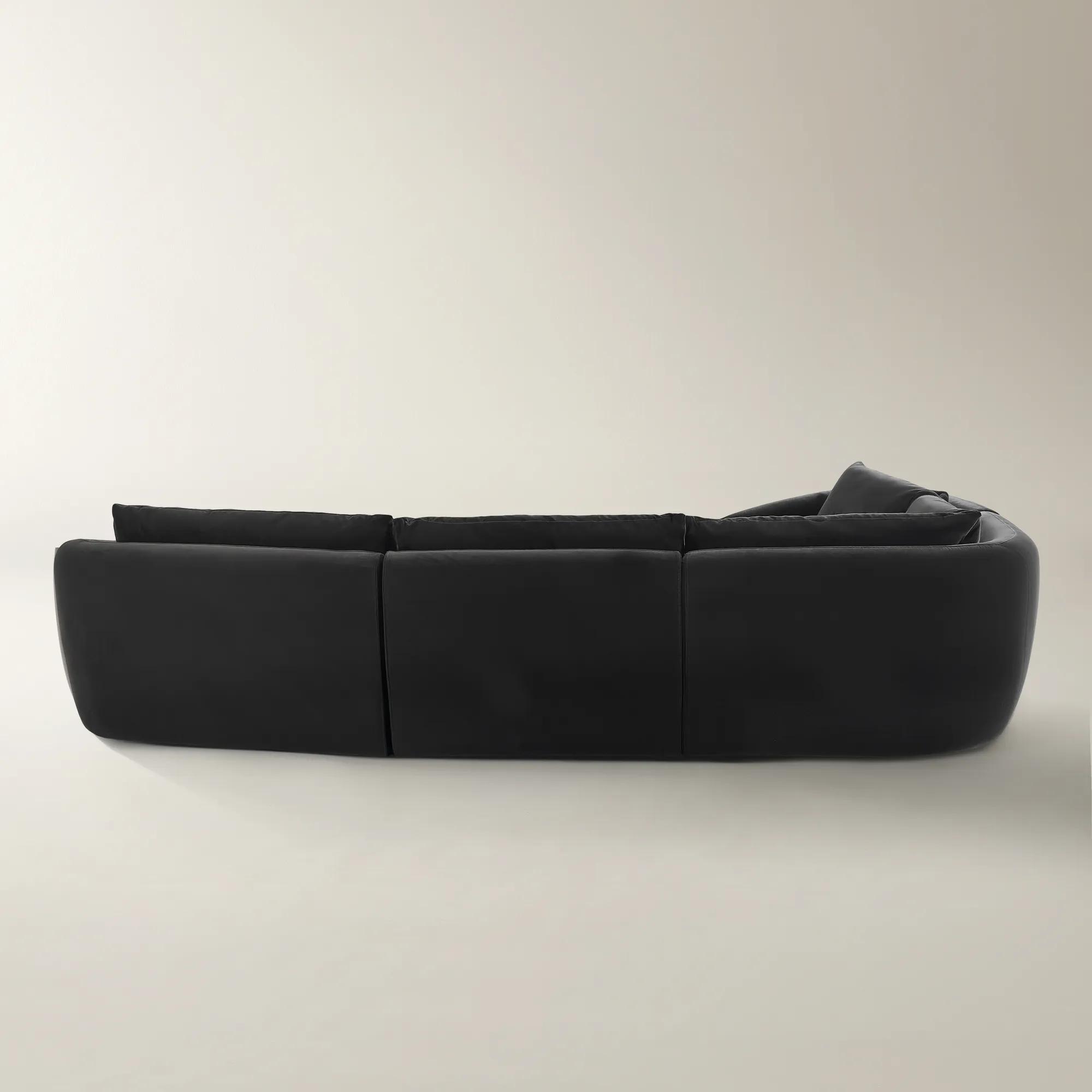 Sabrina 4-Piece Charcoal Velvet Sectional With Left-Arm Chair