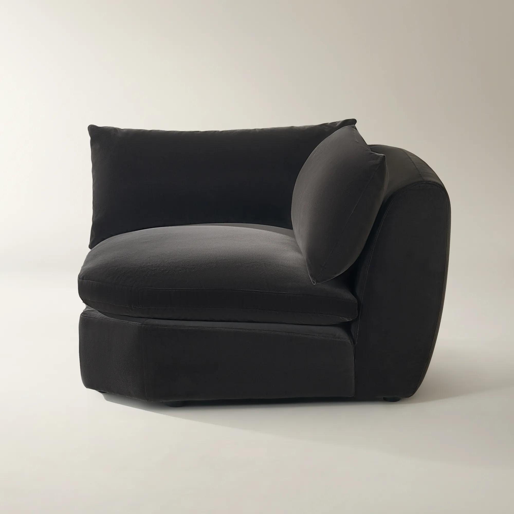 Sabrina Charcoal Velvet Corner Chair
