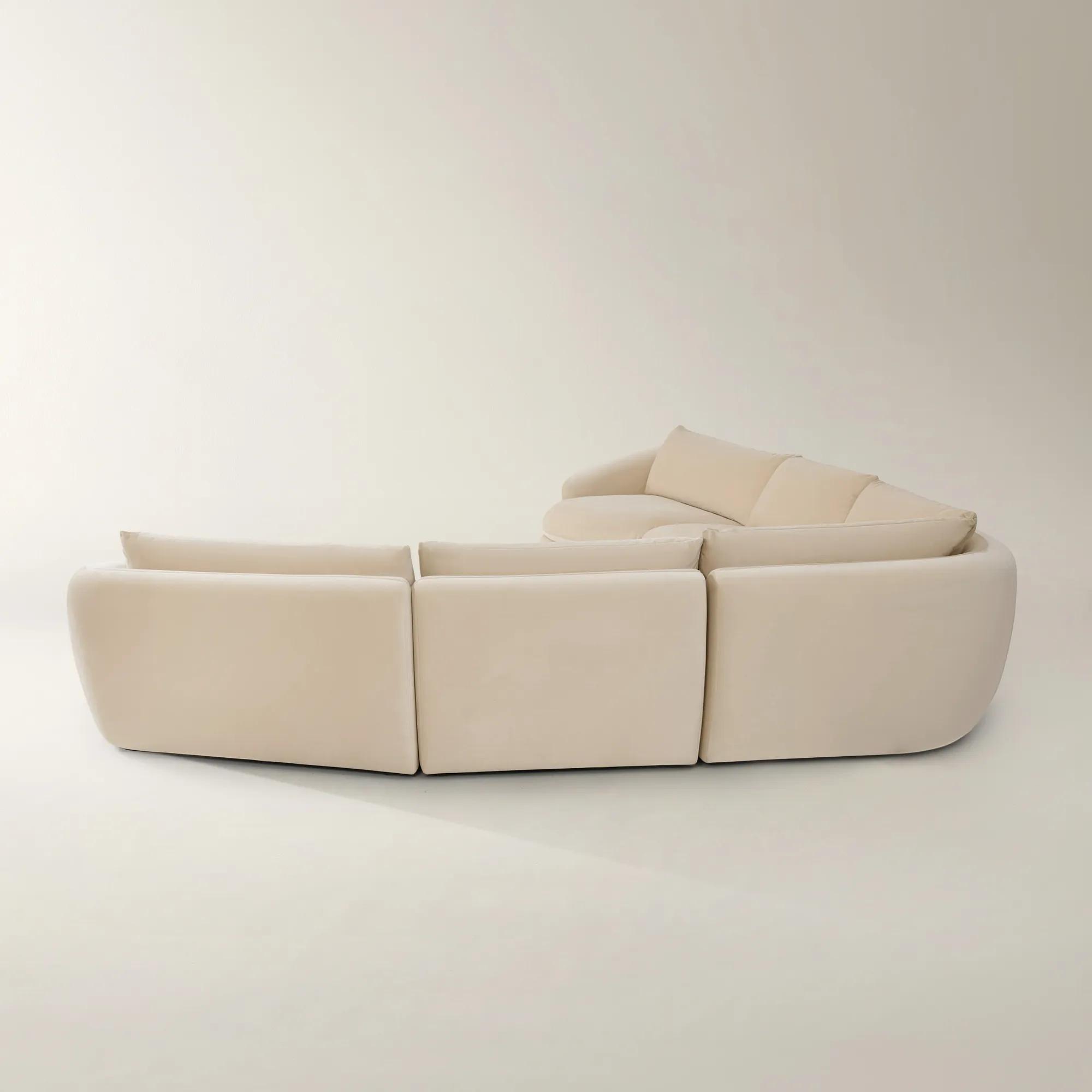 Sabrina 5-Piece Oatmeal Velvet Sectional
