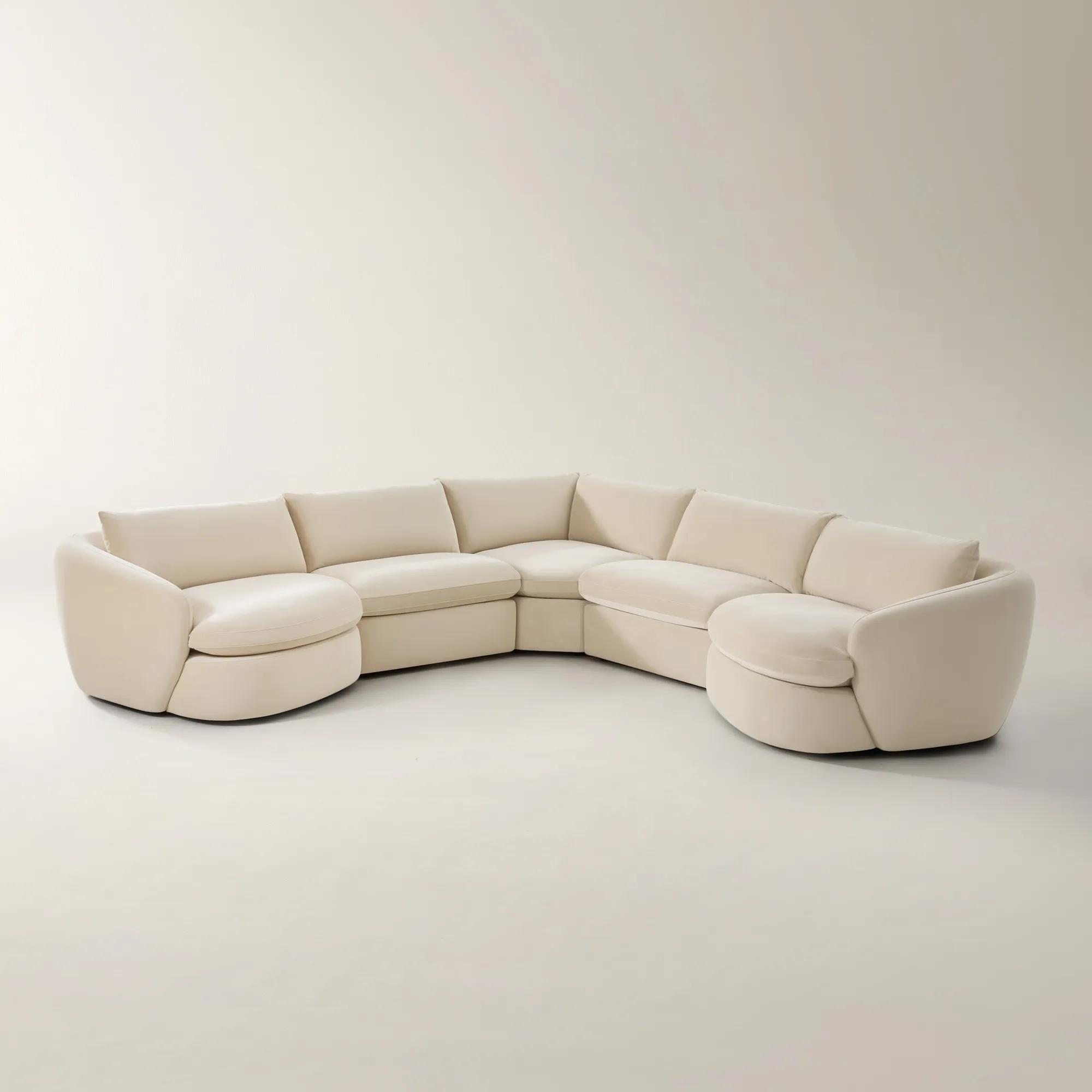 Sabrina L-Shaped Velvet  Sectional Sofa (148"-228") - Oatmeal
