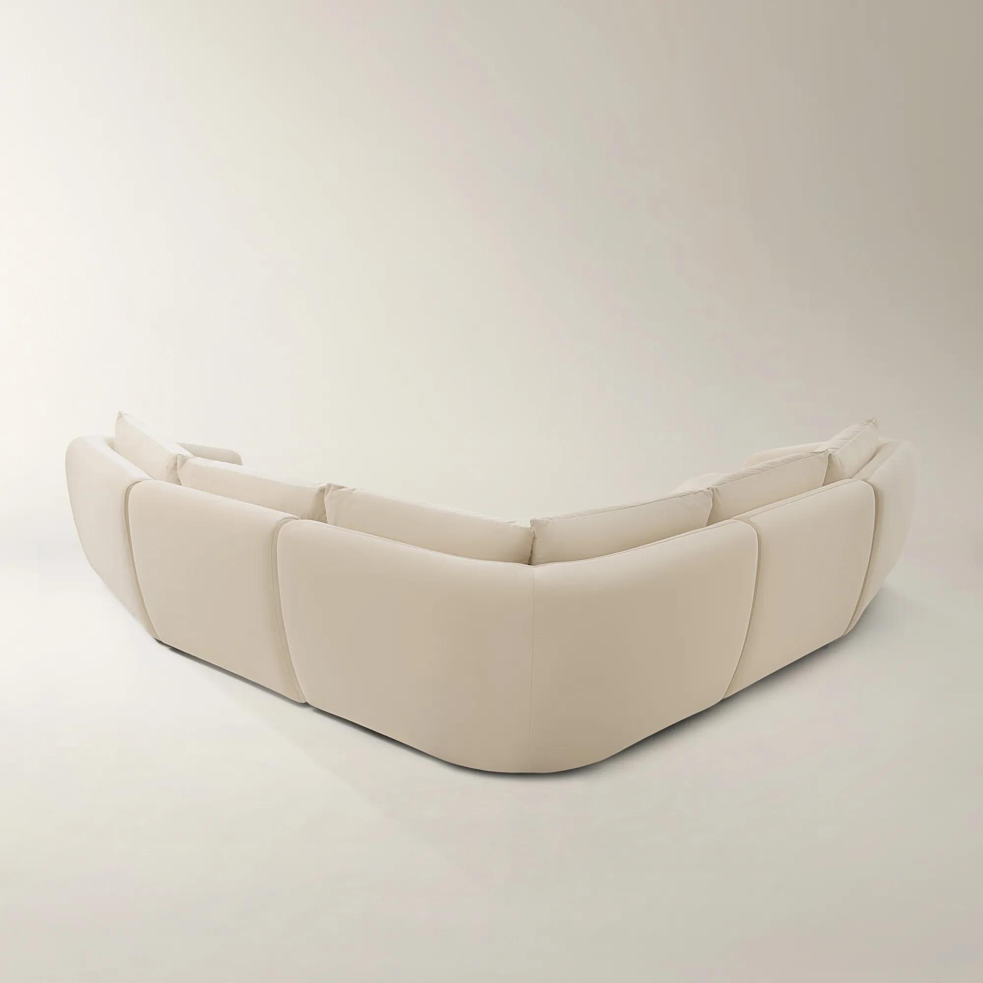 Sabrina 5-Piece Oatmeal Velvet Sectional