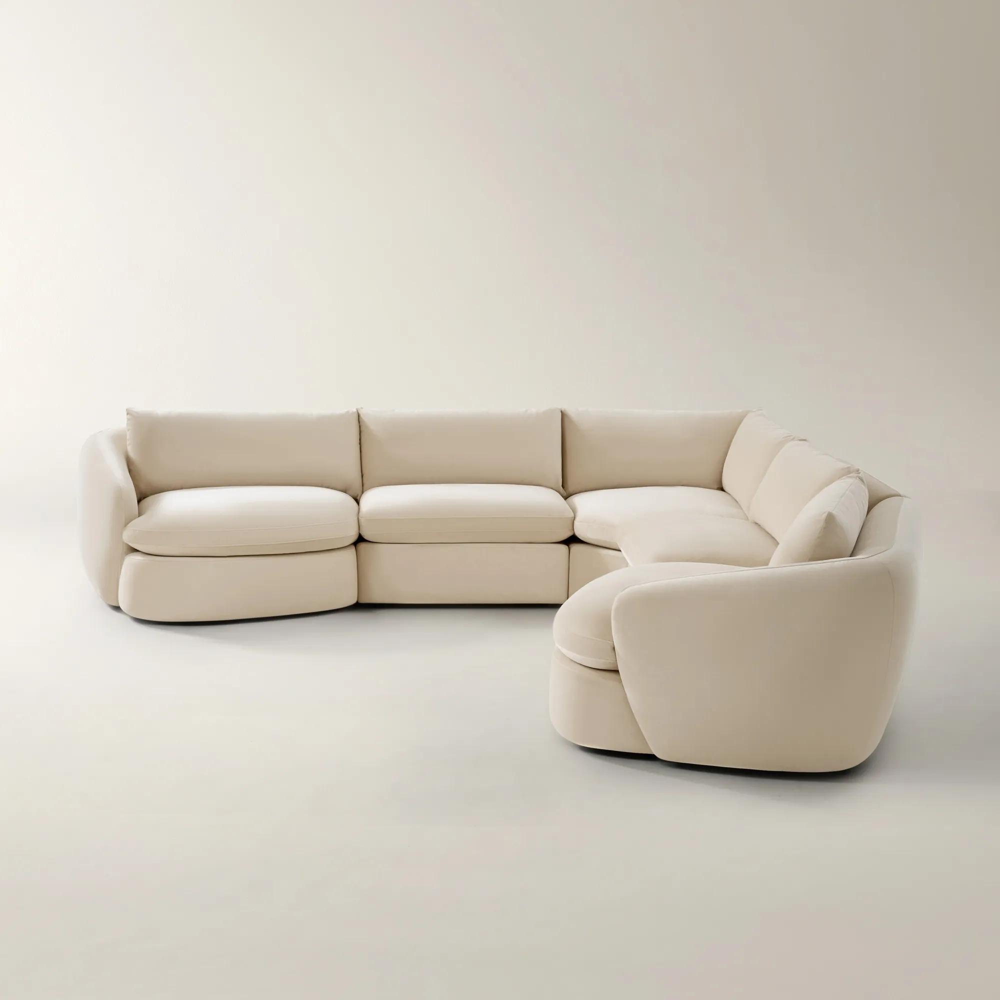 Sabrina 5-Piece Oatmeal Velvet Sectional