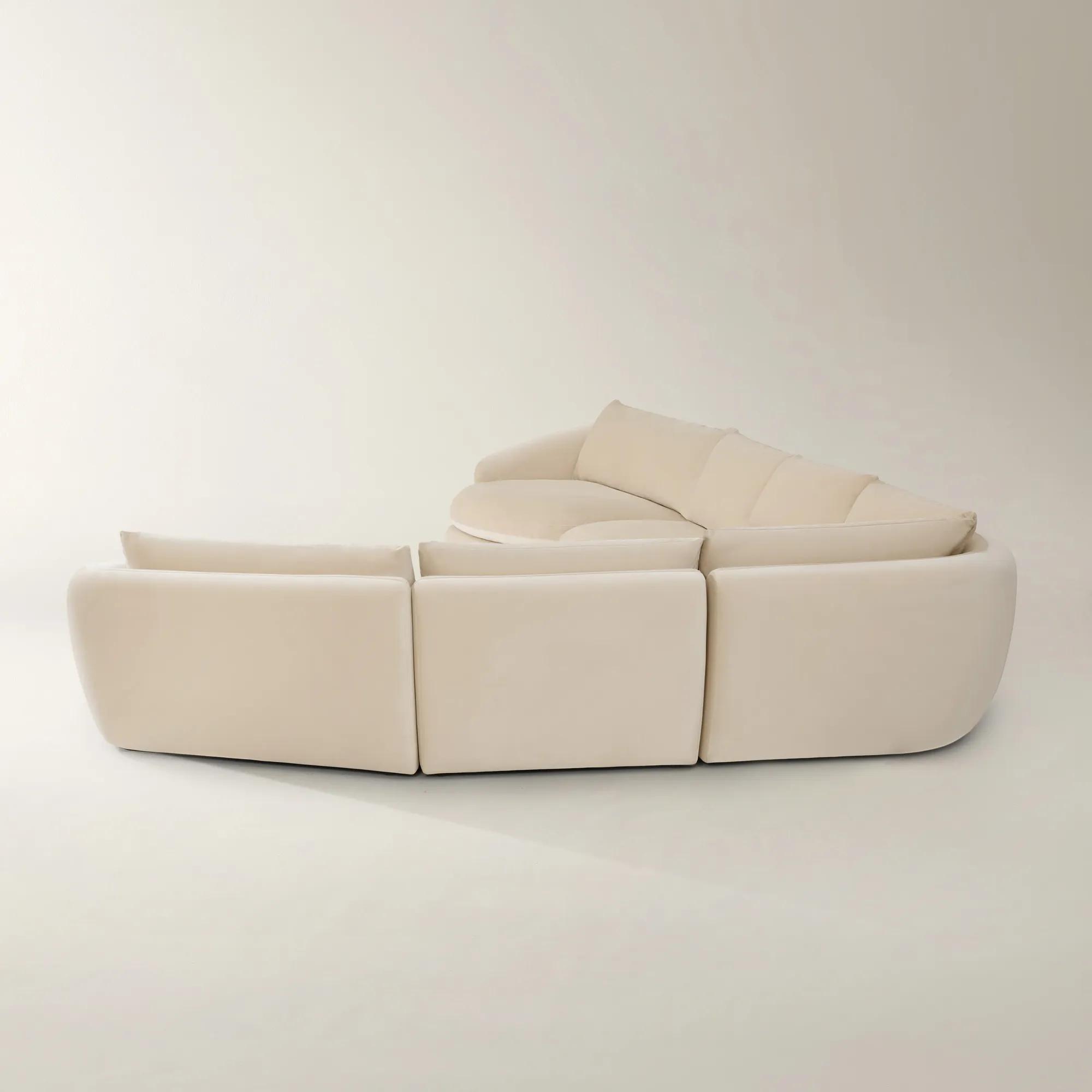 Sabrina 6-Piece Oatmeal Velvet Sectional