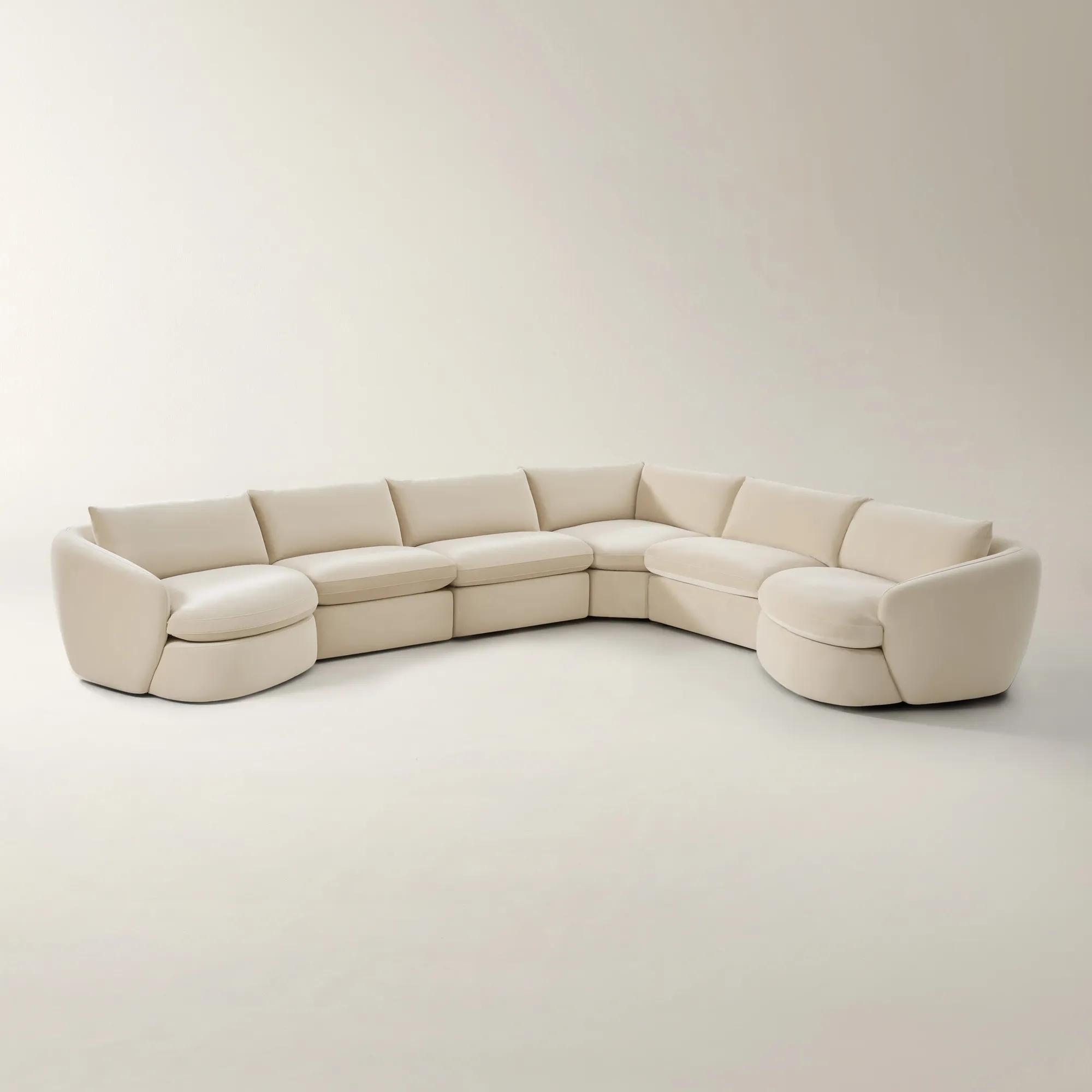 Sabrina L-Shaped Velvet  Sectional Sofa (148"-228") - Oatmeal