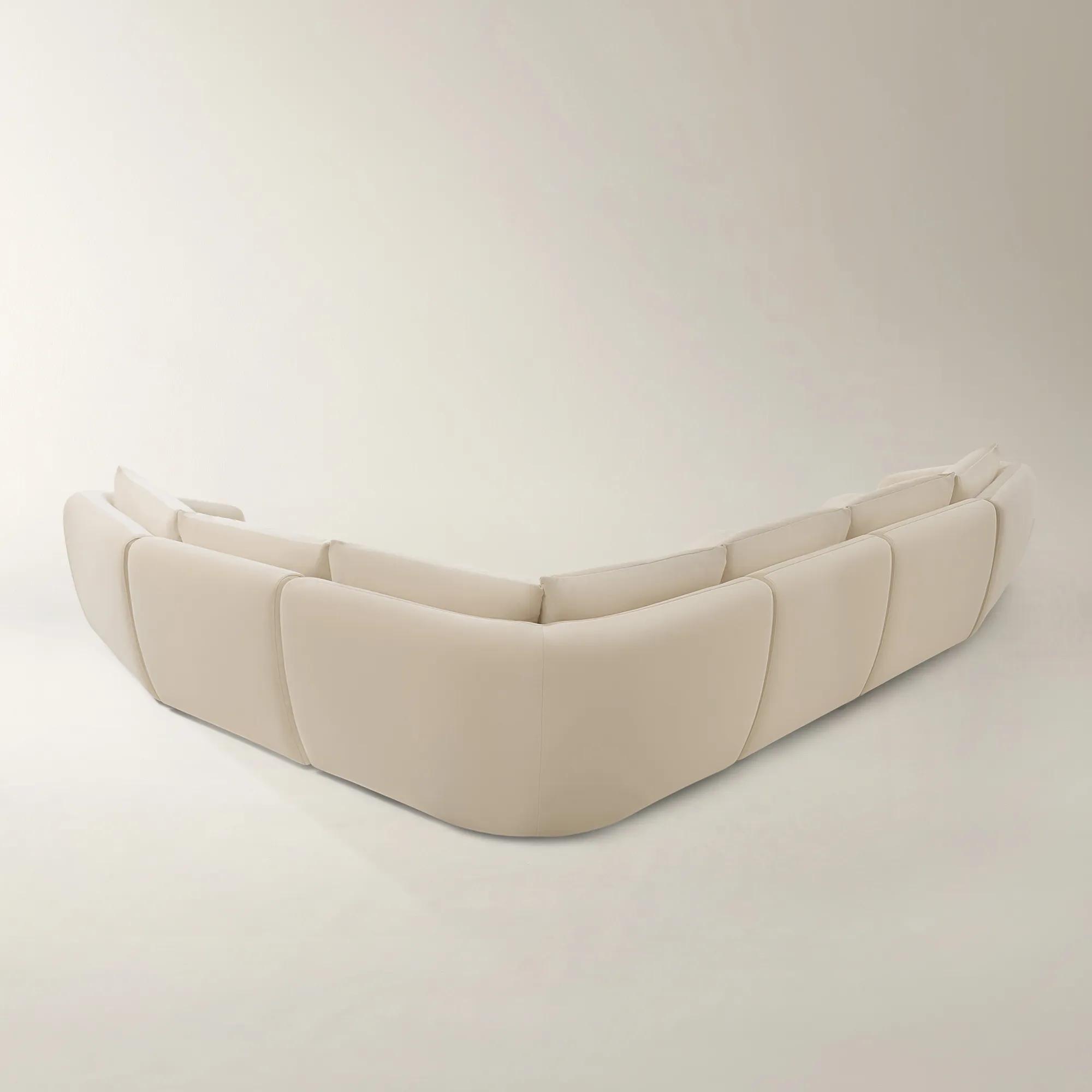 Sabrina 6-Piece Oatmeal Velvet Sectional